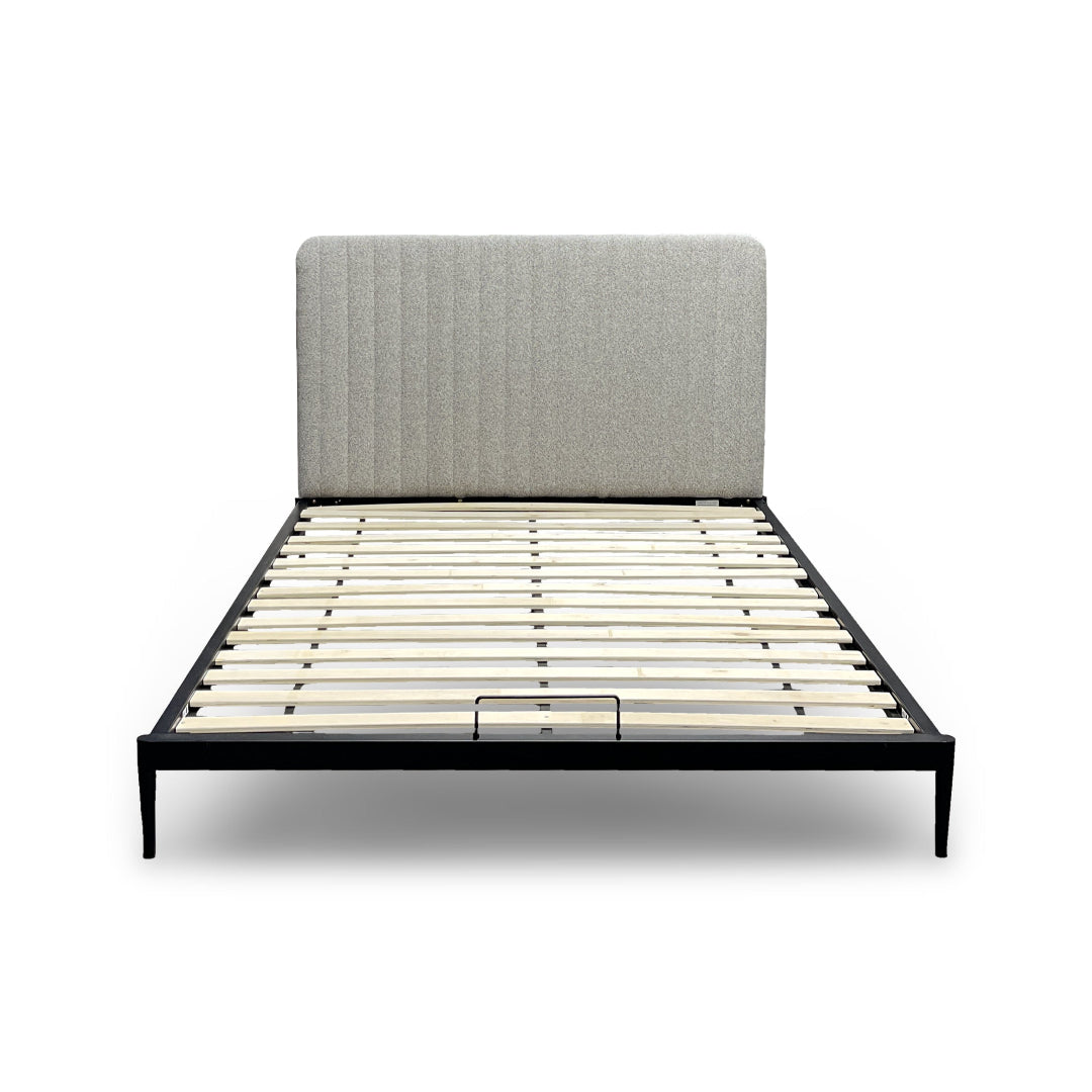 Mira Upholstered Queen Bed Frame with Button Tufted Headboard - Modern Fabric Platform Bed for Bedroom, Guest Room & Master Suite