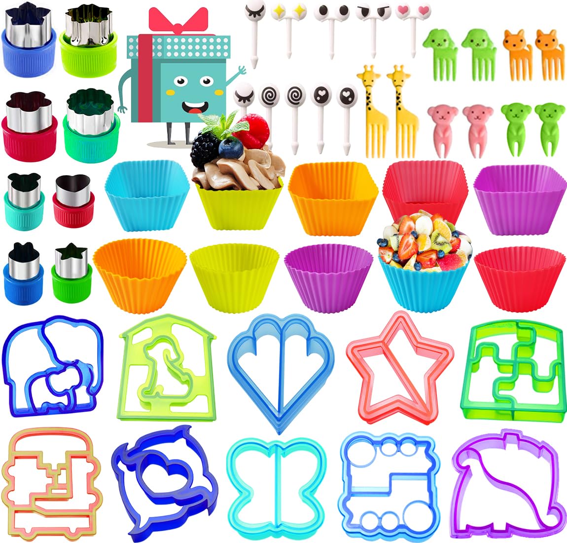 Kids Sandwich Cutters Set - Bread, Vegetable & Fruit Cookie Cutters for Bento Box Accessories - Uncrustable Sealer for Boys & Girls School Lunch - Perfect for Packing Healthy Snacks and Fun School Lunches