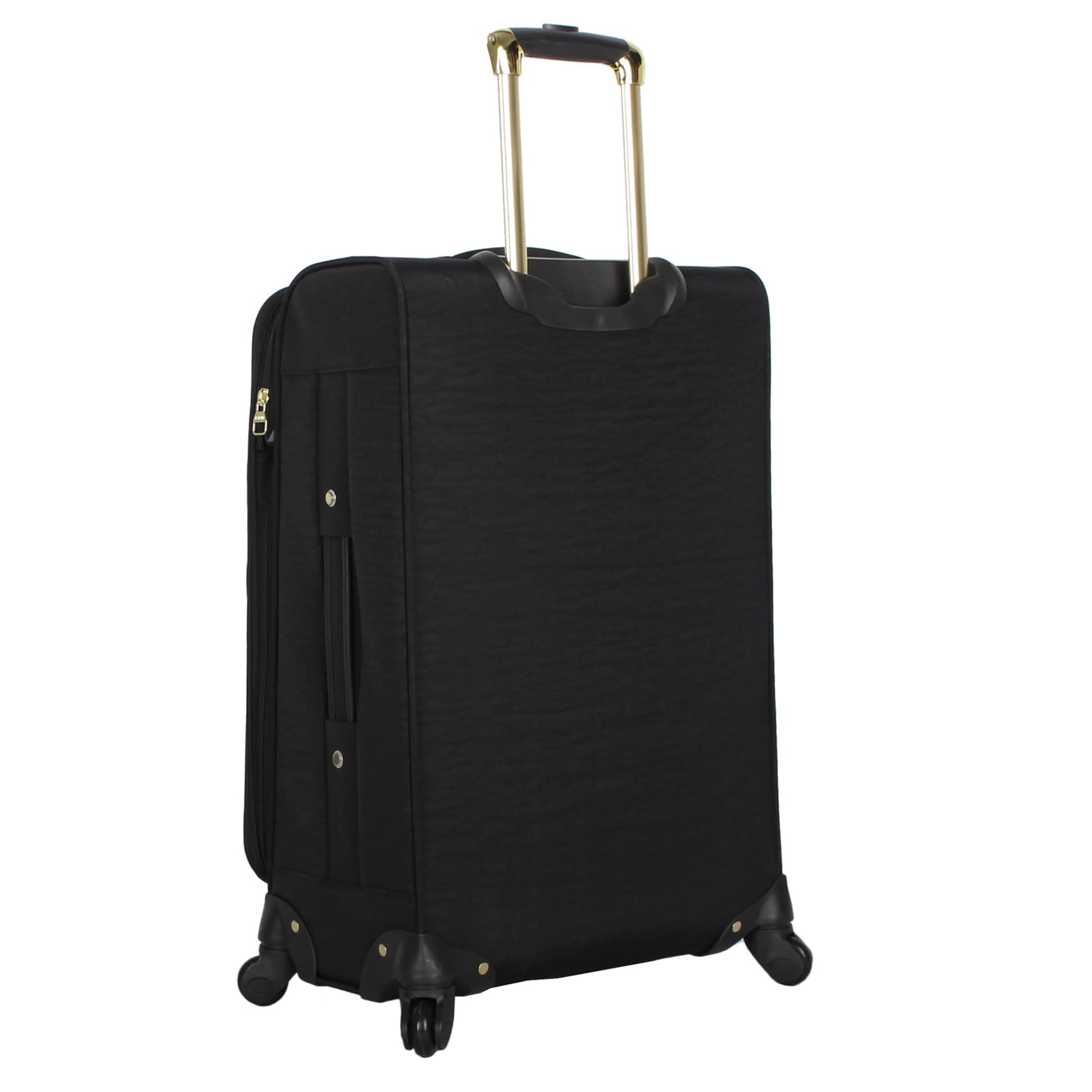 Steve Madden 24 Inch Lightweight Expandable Softside Spinner Luggage - Mid-Size Checked Suitcase with 360° Wheels for Travel (Black) - Perfect for Business Trips, Vacations & Airplane Checked Baggage
