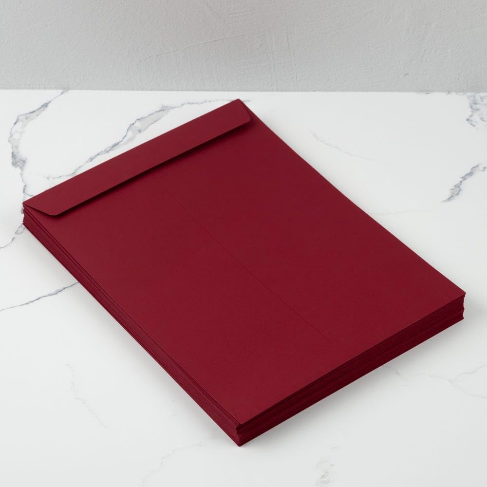 LUXPaper 10 x 13 Open End Envelopes - Peel & Seal Self-Adhesive, Garnet Red, 80lb Text Weight, Pack of 1,000 | Perfect for Business Mailings, Wedding Invitations & Office Correspondence