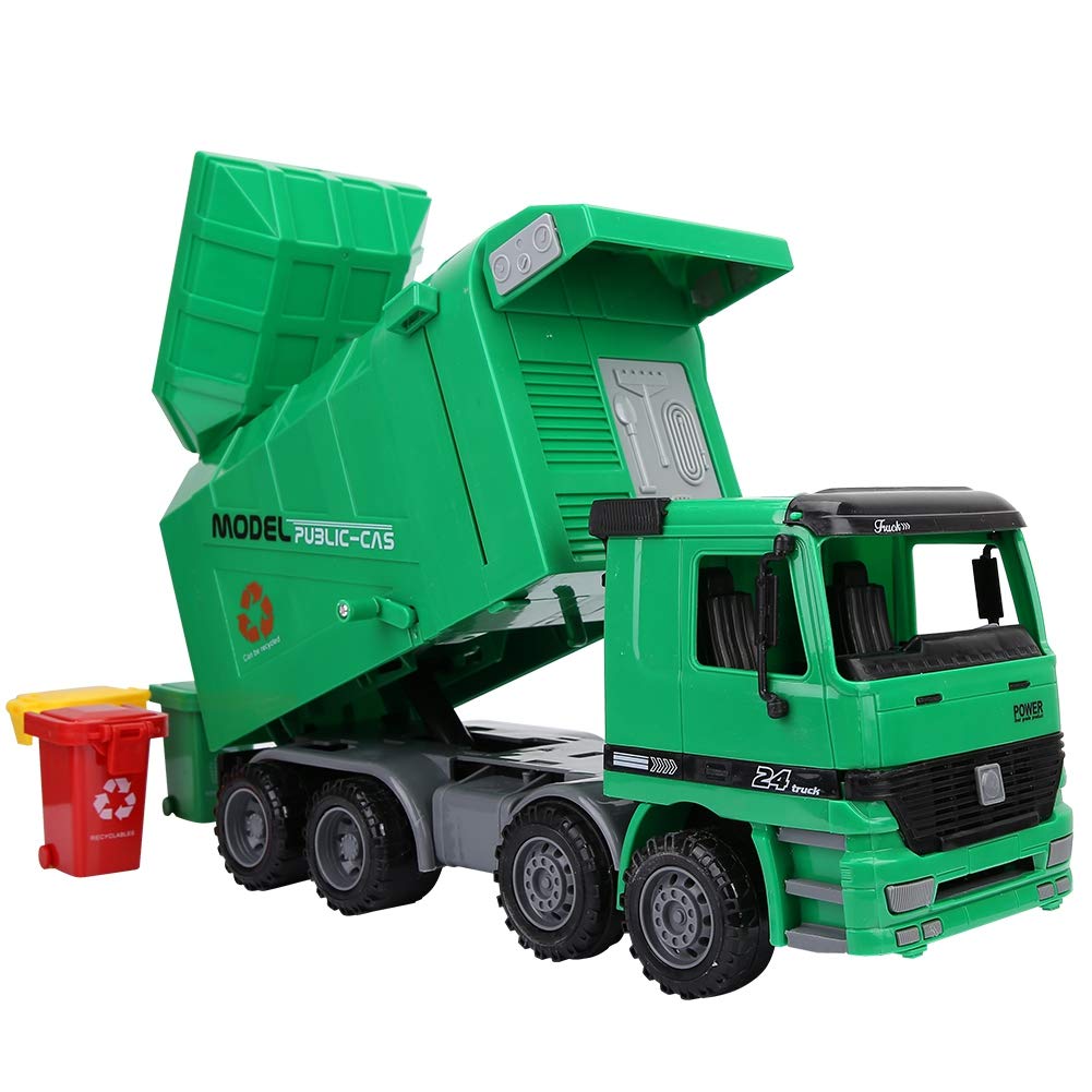 Shenruifa Garbage Truck Toy - Realistic Inertia Simulation Sanitation Truck Model with 3 Mini Trash Cans - Fun Educational Vehicle Toy for Kids - Perfect for Pretend Play, Birthday Gifts & Learning Recycling