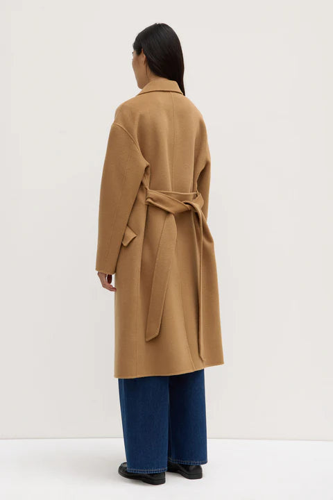 Sadie Camel Single Breasted Wool Coat for Women - Classic Winter Trench Coat with Belt - Perfect for Office, Dating & Formal Occasions