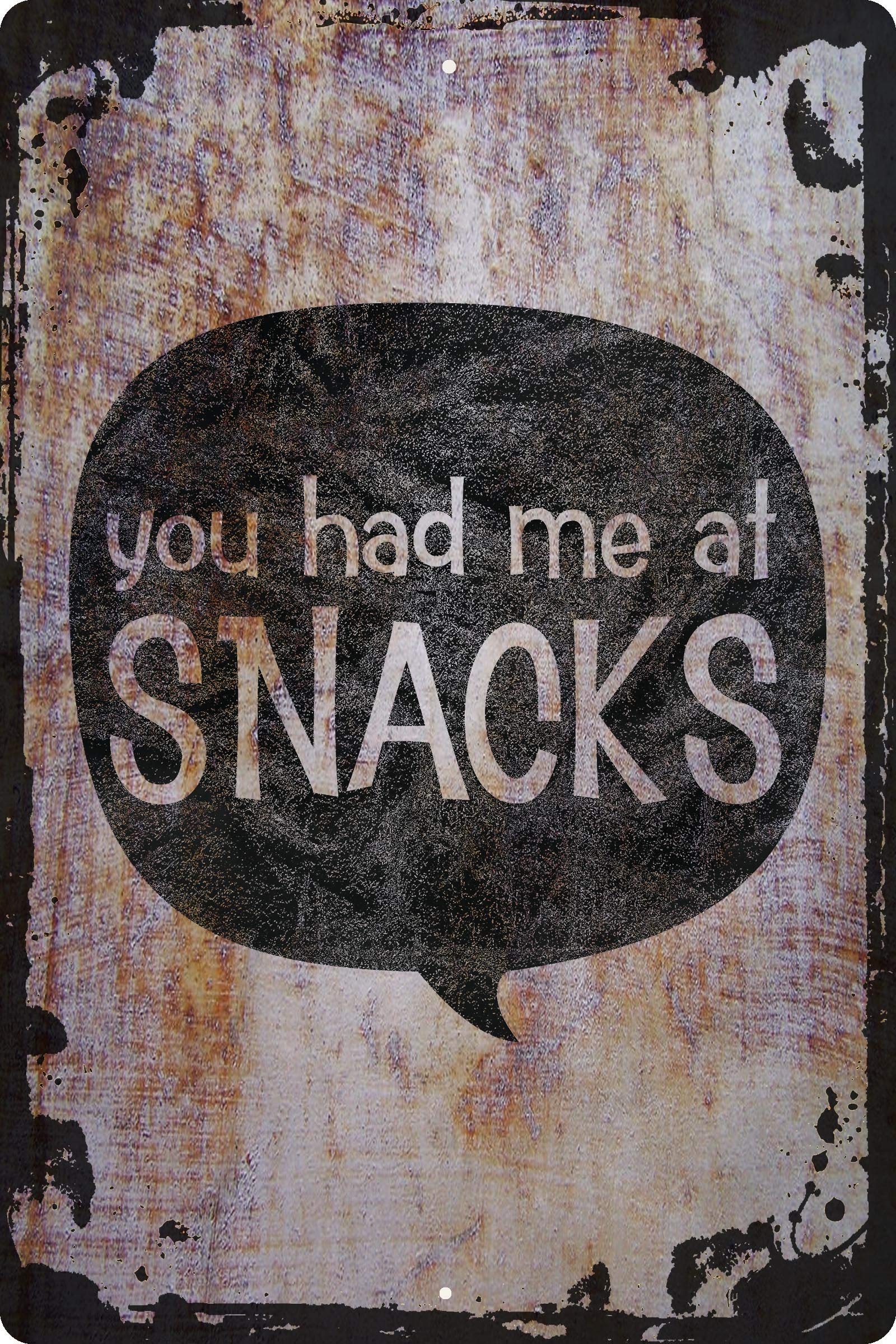 Funny Wall Sign 'You Had Me at Snacks' - Cute Food Quote Decorative Art for Kitchen, Dining Room & Office - Unique Gift for Food Lovers & Snack Enthusiasts