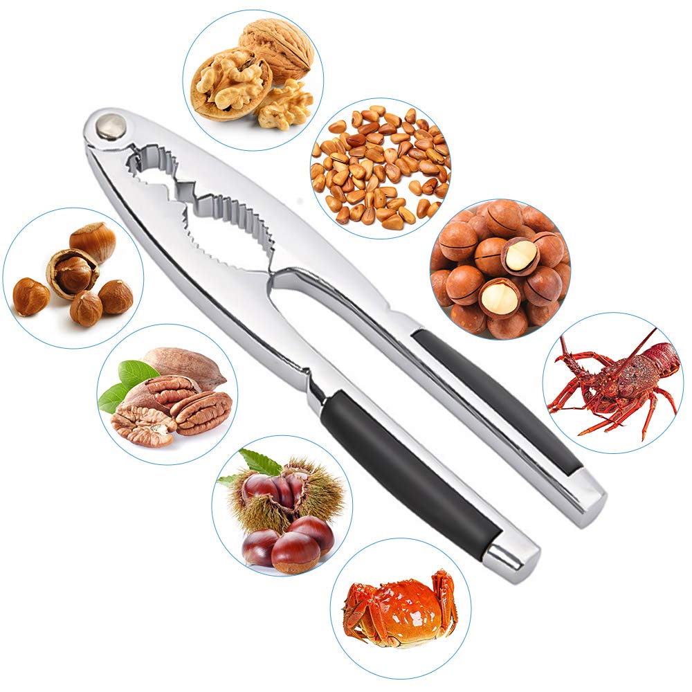 Premium Heavy Duty Metal Nut Cracker Tool - 17cm Walnut, Pecan, Chestnut & Shellfish Opener - Durable Kitchen Gadget for Almonds, Hazelnuts, Lobster & Crab - Perfect for Holiday Baking, Snacking & Seafood Feasts