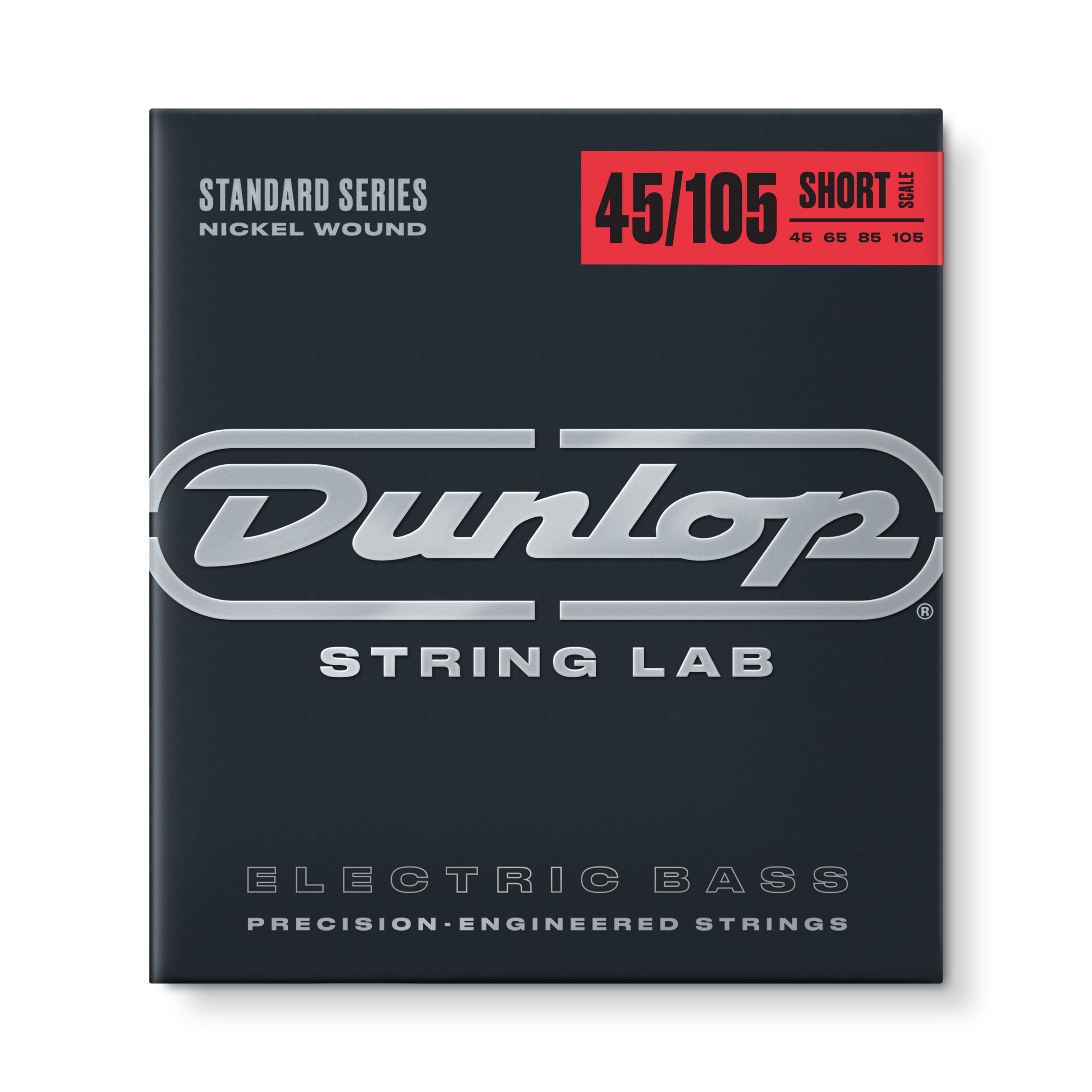 Jim Dunlop Nickel Wound Bass Guitar Strings - Short Scale .045-.105 Gauge, 4-String Set (DBN45105S) - Perfect for Rock, Jazz & Studio Recording