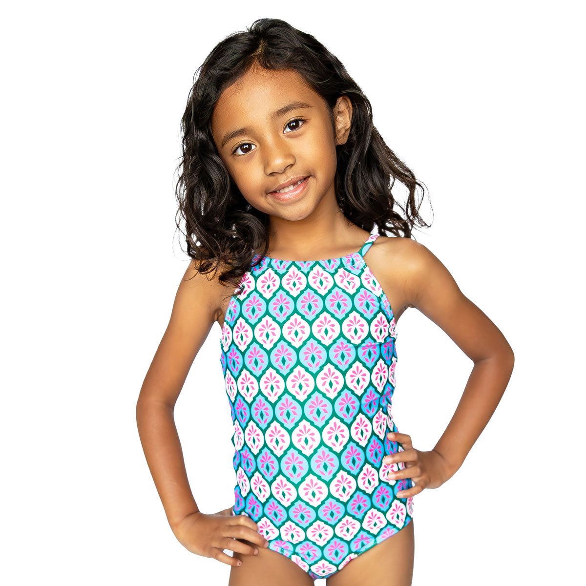 High Neck One Piece Swimsuit for Girls - UPF 50+ Sun Protection, Adjustable Straps & Quick Dry Fabric - Perfect for Beach, Pool & Summer Vacations