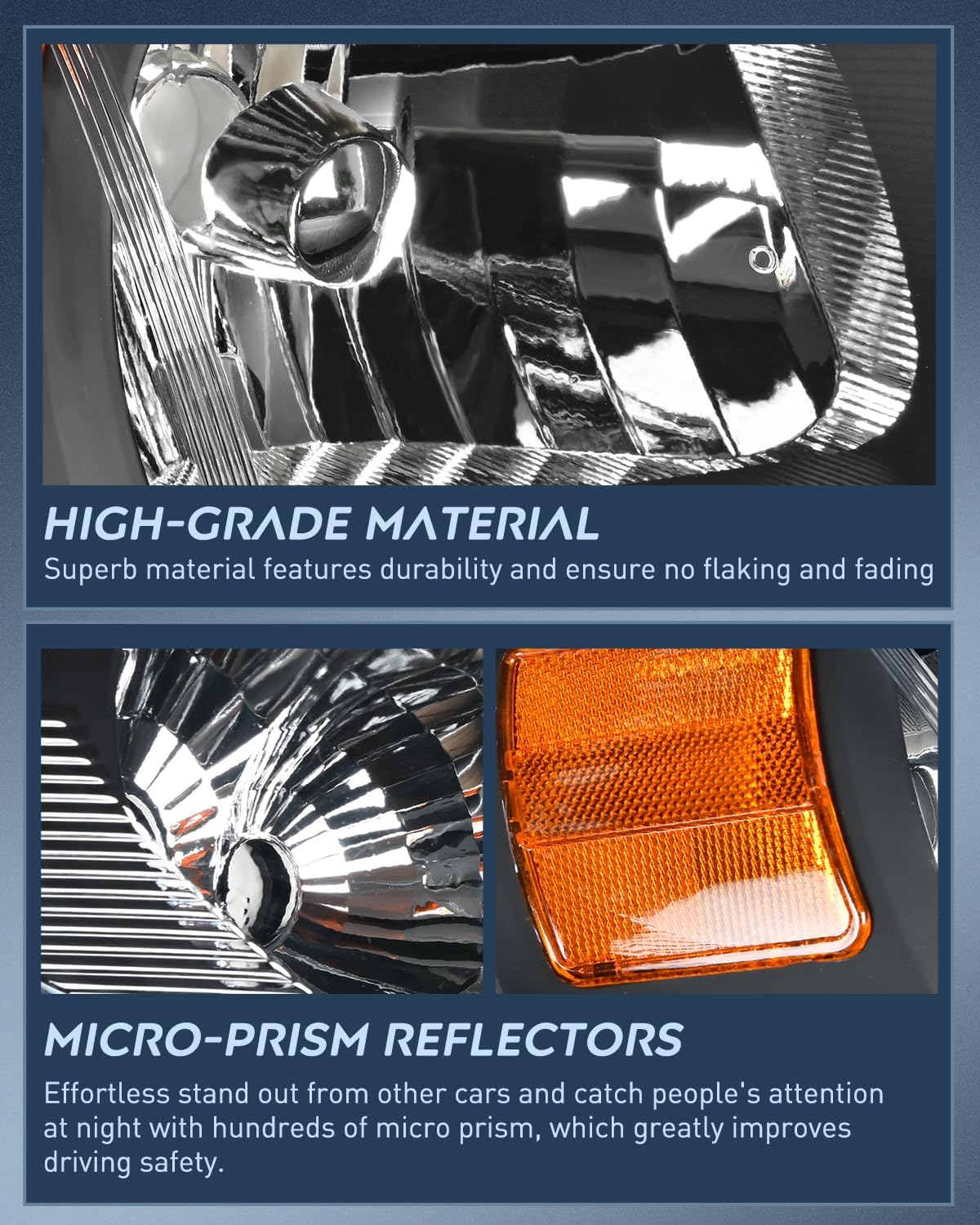 2005-2009 Chevy Cobalt & Pontiac G5 Headlight Assembly - Black Housing with Amber Reflector - Replacement for Daytime & Nighttime Driving Safety