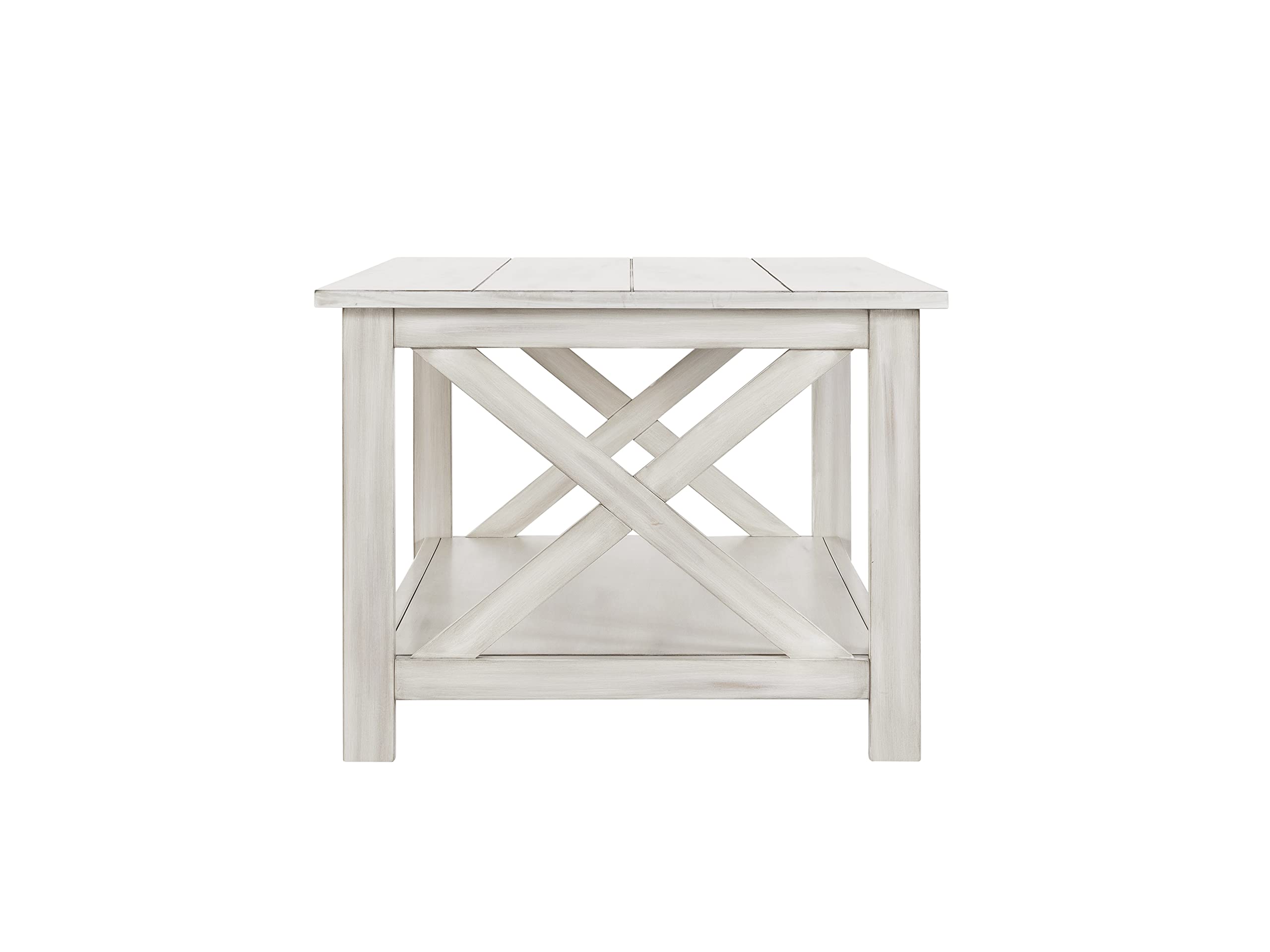 Boraam Jamestown Coffee Table - Antique White Finish - Farmhouse Style Living Room Center Table for Home Decor
