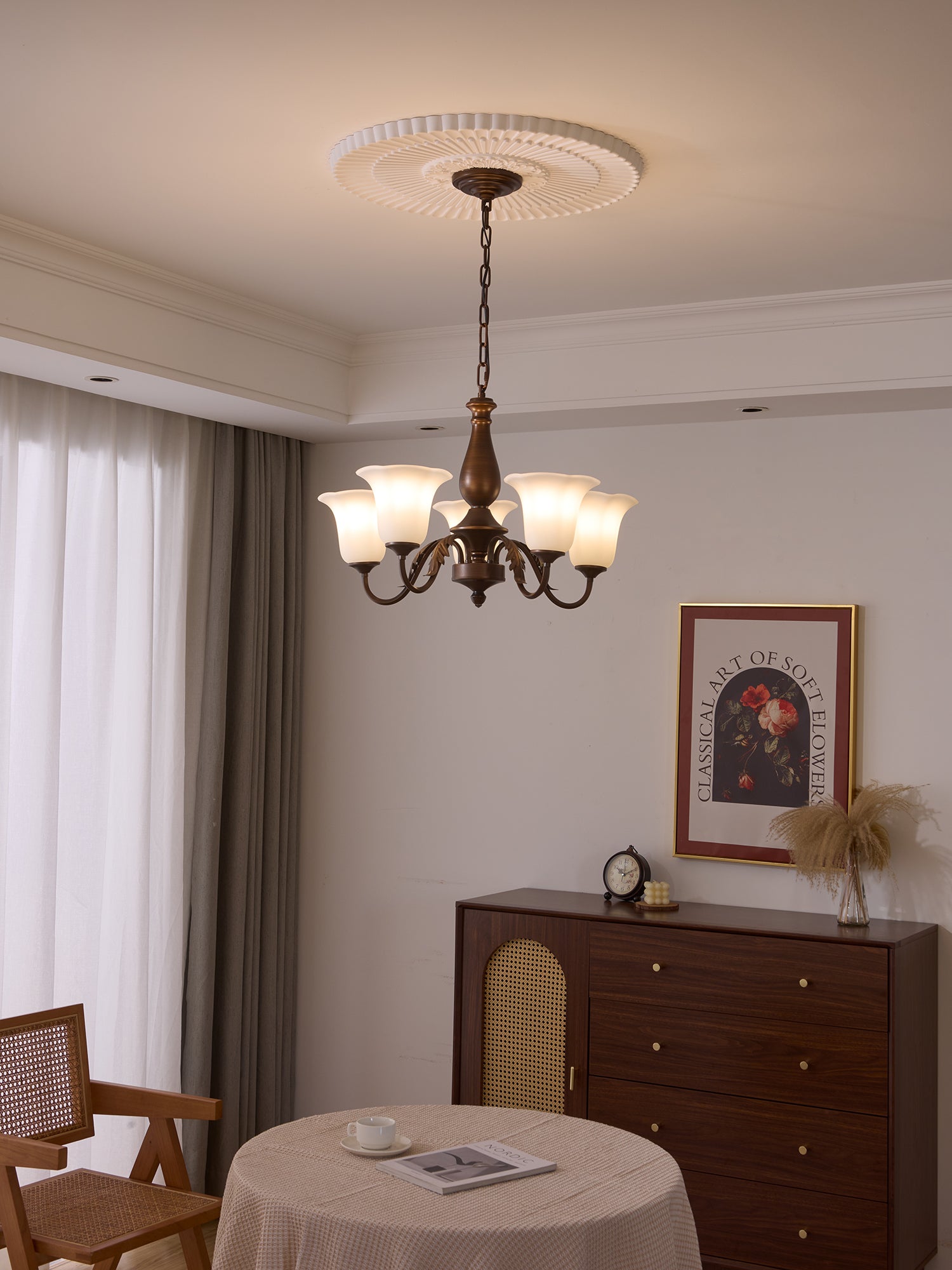 Aurelia Fleur Crystal Chandelier - Elegant Floral Ceiling Light Fixture for Dining Room, Living Room & Bedroom | Perfect for Home Decor & Wedding Venues