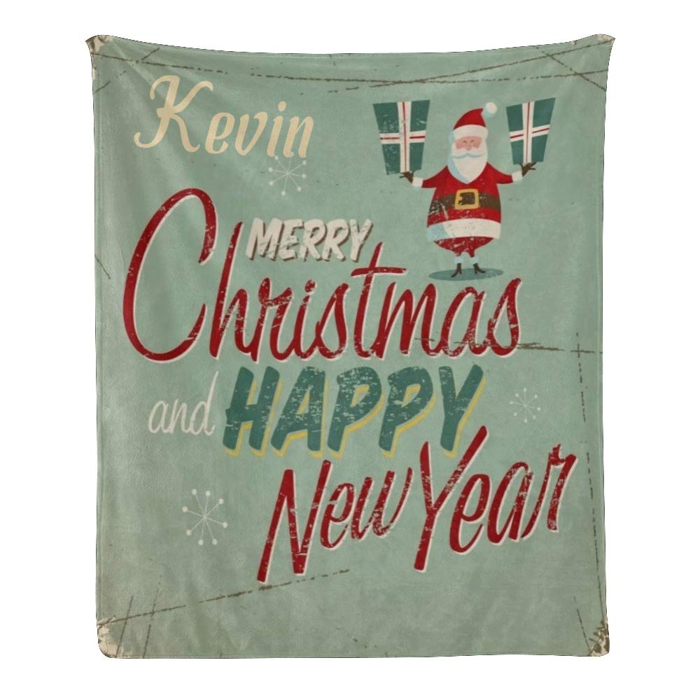 Custom Personalized Fleece Throw Blanket with Name Text - Soft Christmas Gift Blanket 50x60 Inches - Cozy for Couples, Family & Holiday Decor