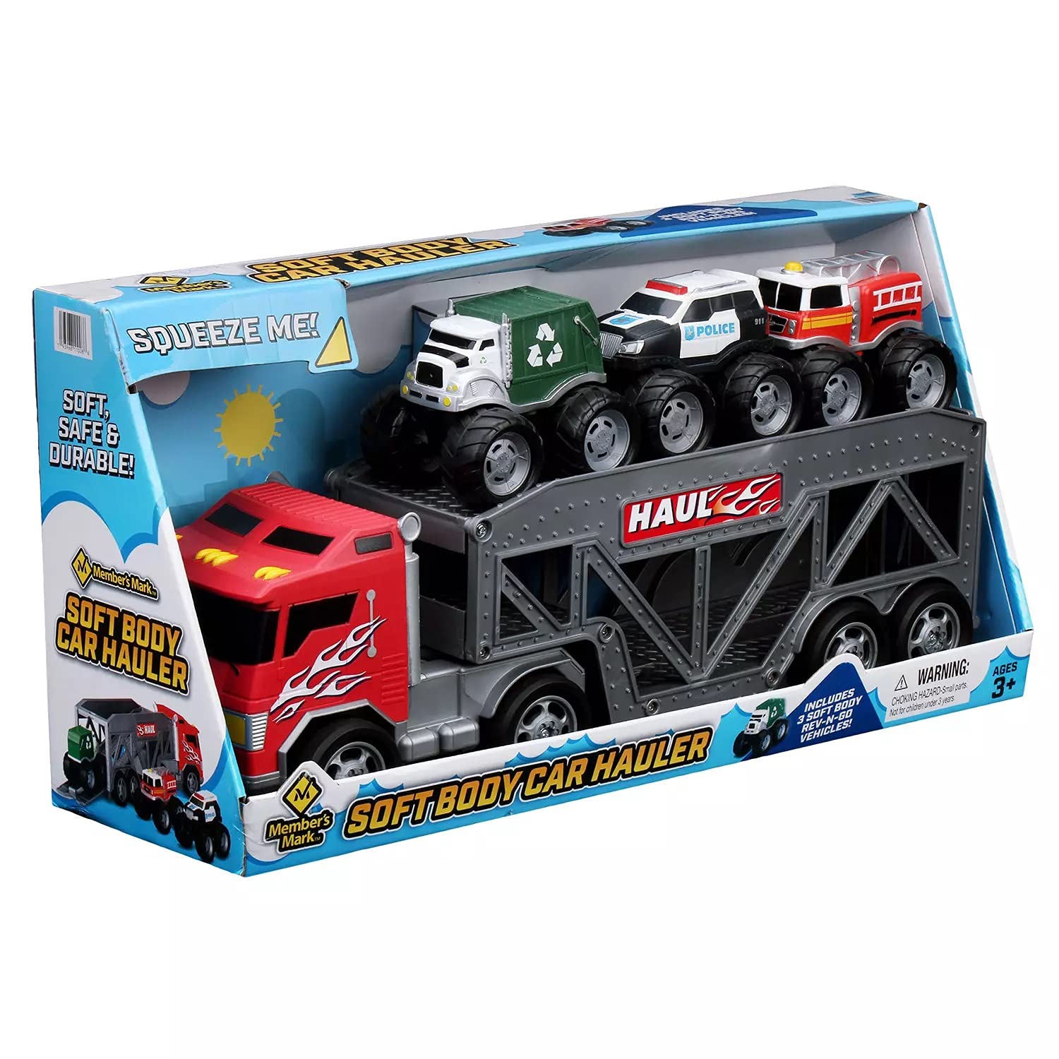 Member's Mark Soft Body Car Hauler - Red | Durable Toy Car Carrier for Kids | Perfect for Playroom, Birthday Gifts & Pretend Play