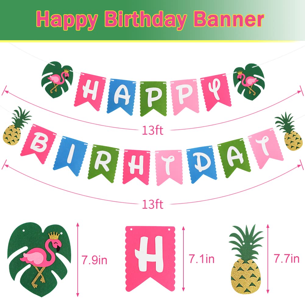 Flamingo Party Supplies & Decorations - Tropical Birthday Banners, Paper Lanterns & Balloons for Hawaiian Luau, Pool Party & Summer Themed Events