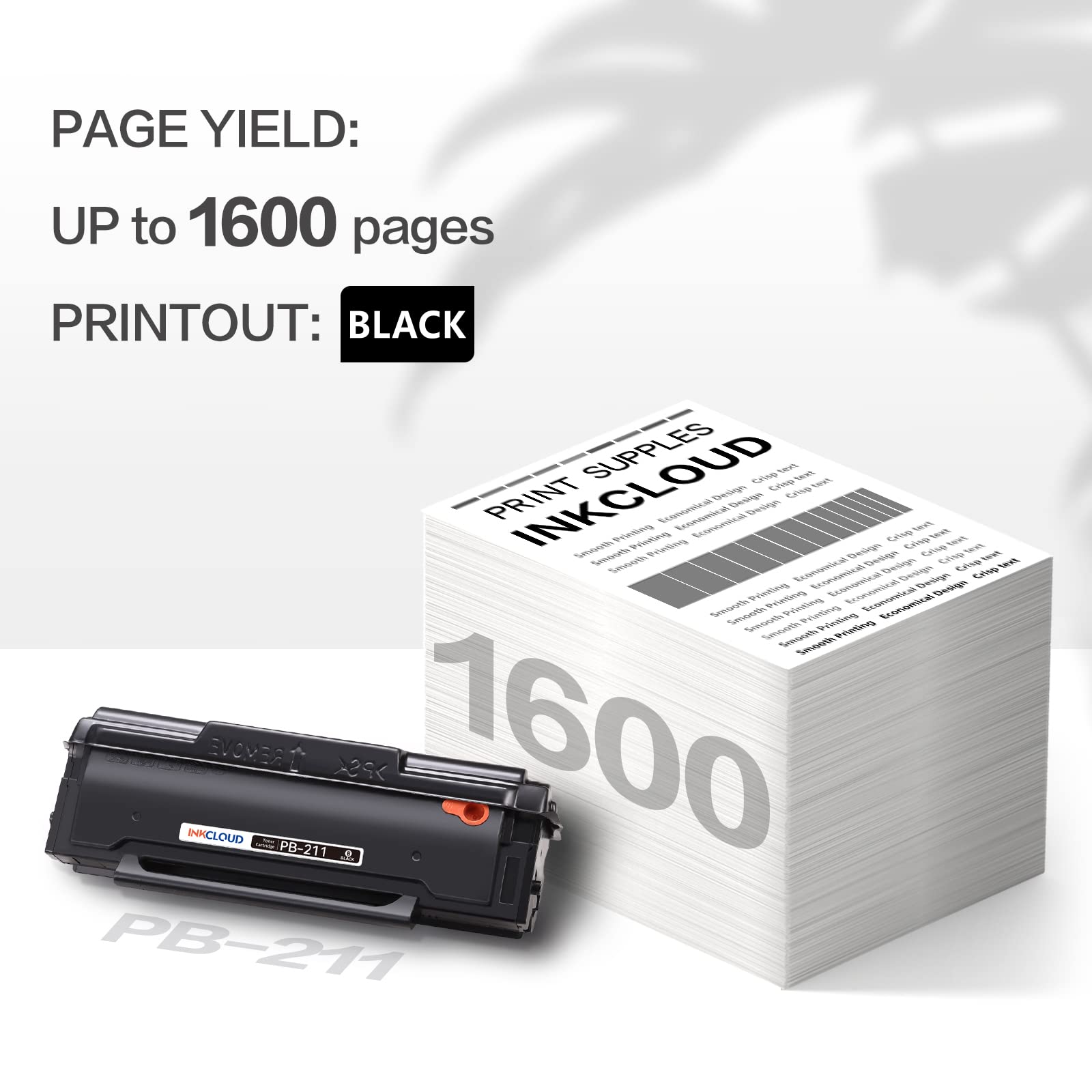 INKCLOUD PB-211 Black Toner Cartridge for Pantum Printers - 1600 Pages - Home/Office Use