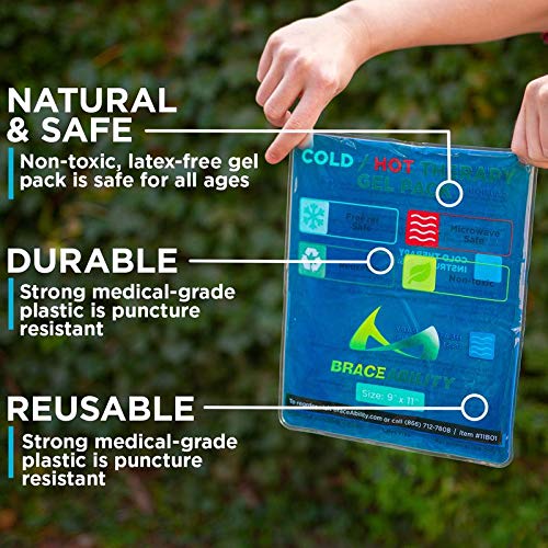 BraceAbility Reusable Hot & Cold Therapy Gel Pack for Injuries - Flexible Ice & Heat Wrap for Back, Hip, Knee Pain Relief - Large 9