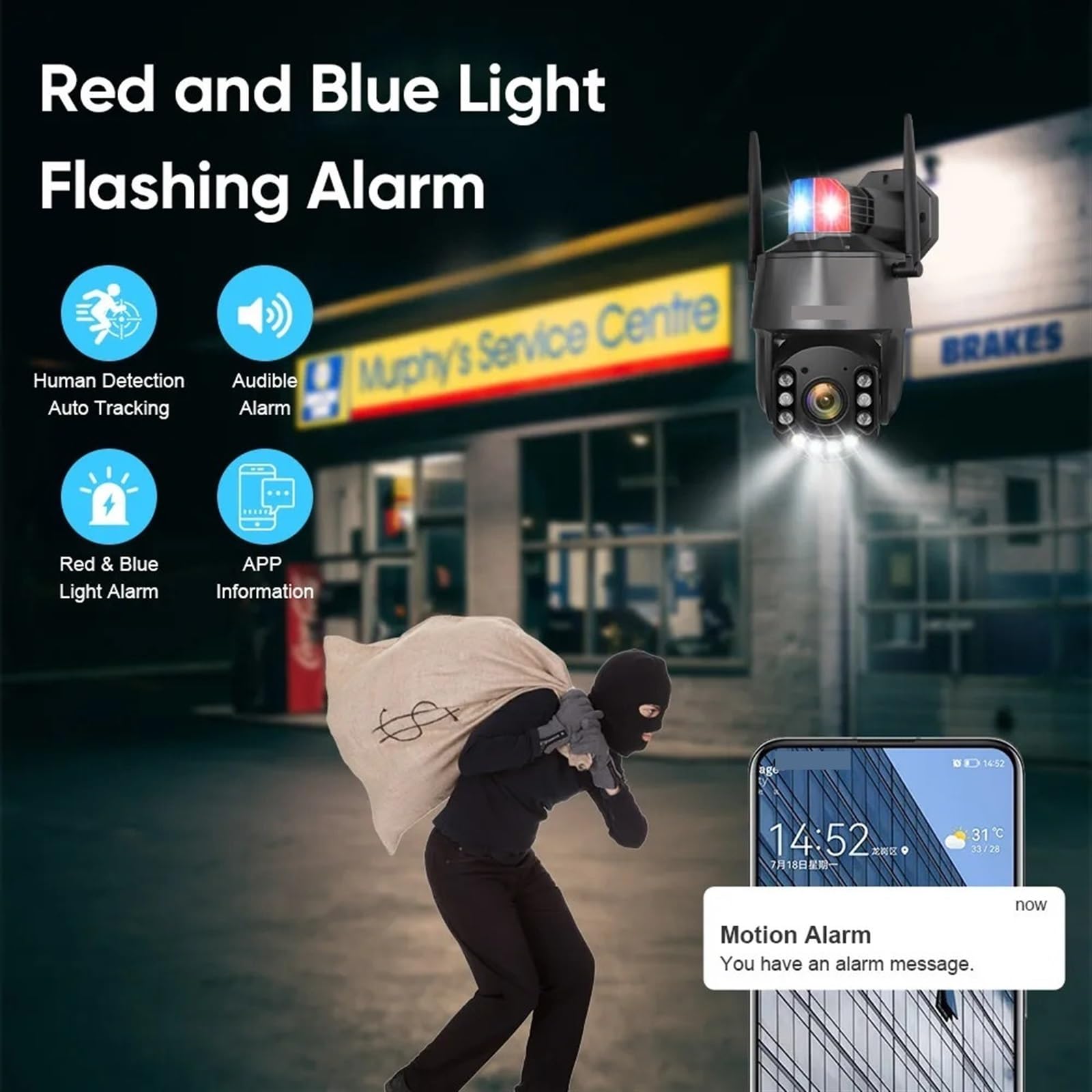 JOLIANE 5MP 4G/WiFi Outdoor Security Camera with 30X Optical Zoom, Auto Tracking, Two-Way Audio & 150m Night Vision - Ideal for Home Surveillance, Baby Monitoring & Property Protection (Includes 32GB Storage)