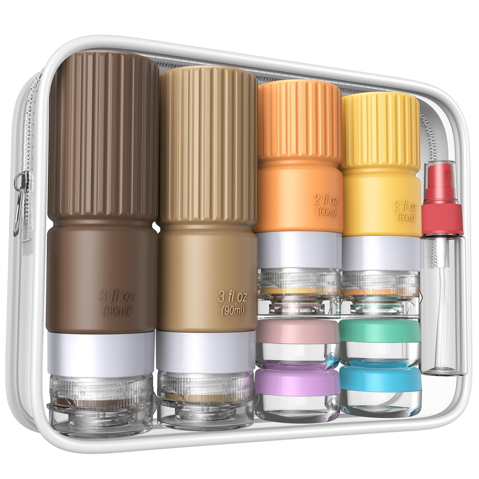 **TSA Approved 18-Piece Silicone Travel Bottles Set (3oz & 2oz) - Leakproof Refillable Toiletry Containers for Shampoo, Conditioner & Liquids - Perfect for Air Travel, Gym & Vacation Essentials**