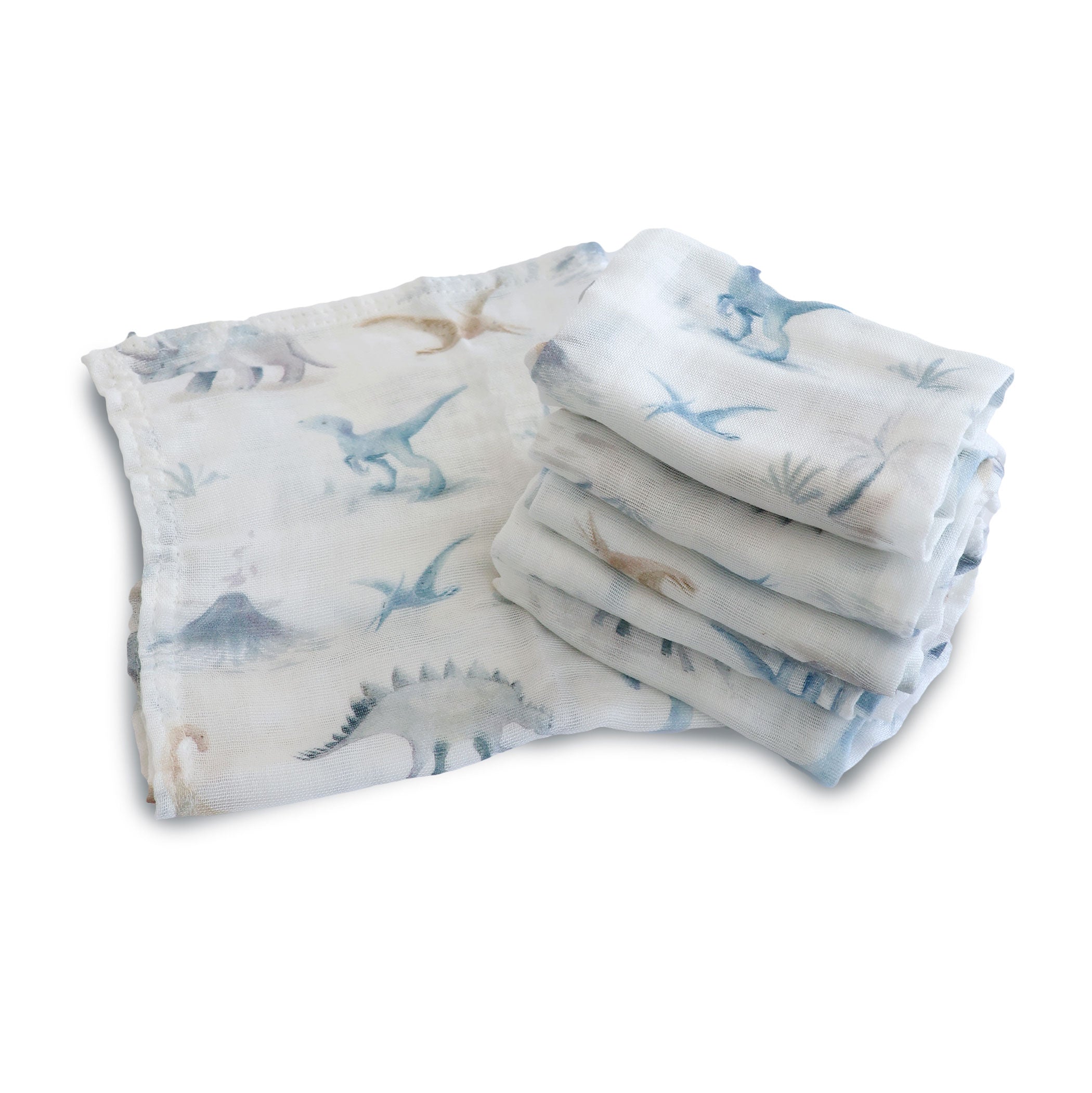 Premium 6-Pack Jurassic Bamboo Muslin Face Cloths - Soft & Eco-Friendly Baby Washcloths for Gentle Skin Care, Bath Time & Makeup Removal