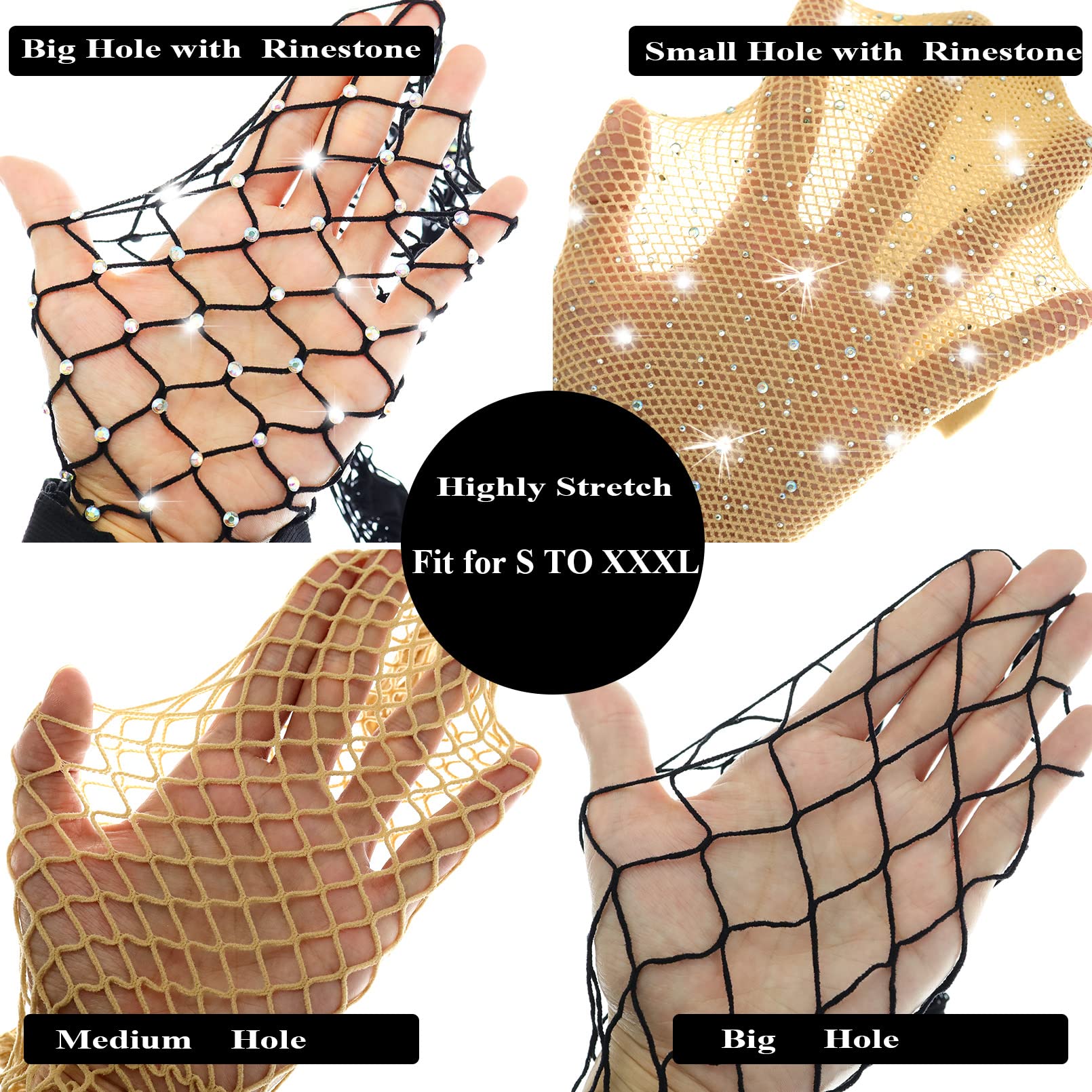 Quneus Sexy Fishnet Thigh High Stockings for Women - Valentine's Day Gift, Plus Size Sparkly Rhinestone Tights & Hosiery | Perfect for Date Night, Cosplay & Lingerie Outfits