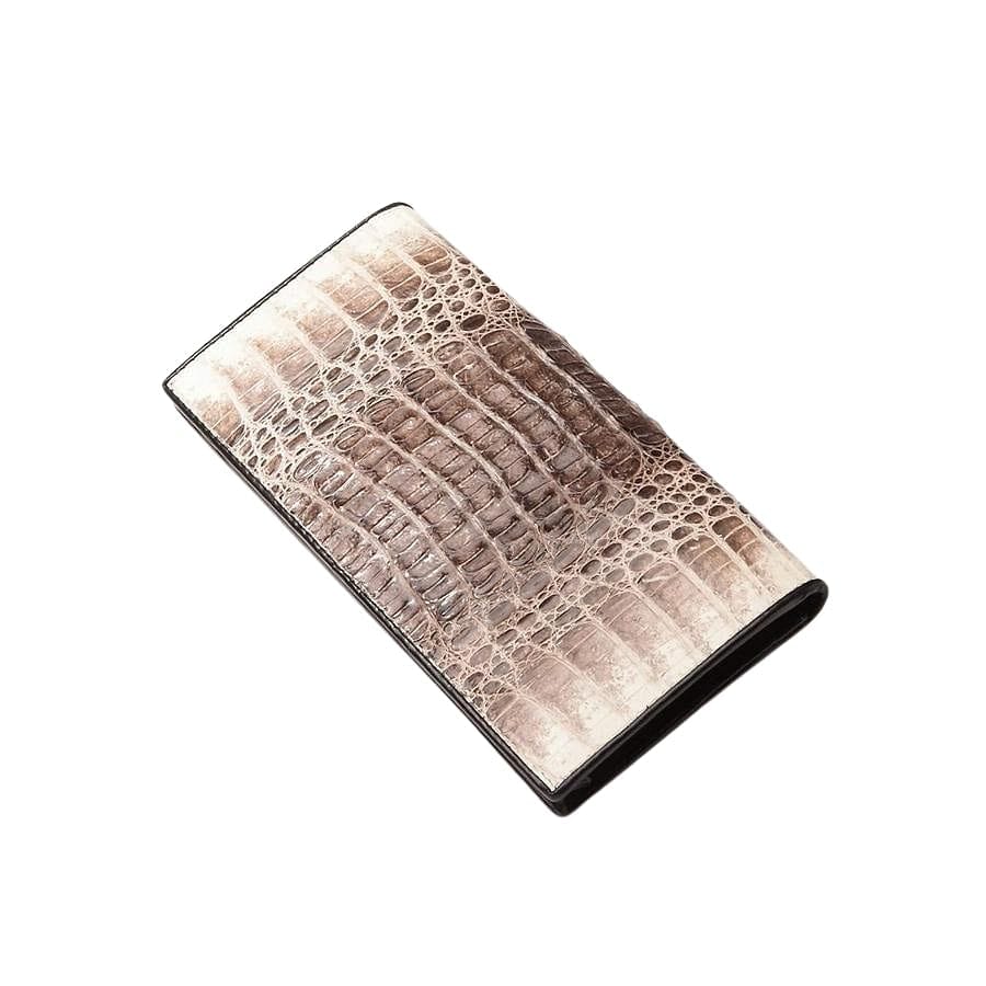 Premium Grey Two-Tone Crocodile Leather Long Wallet for Men - Slim RFID Blocking Bifold Wallet with Multiple Card Slots - Perfect for Business, Travel & Everyday Use