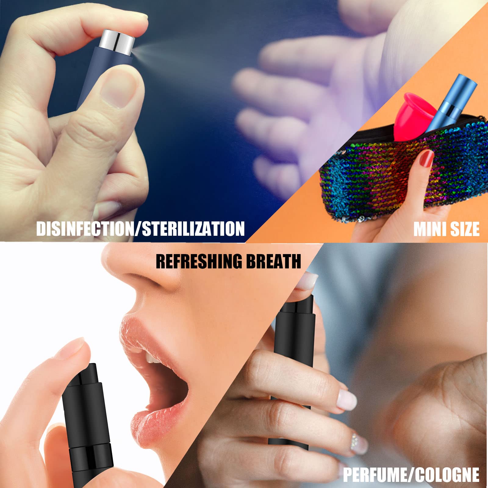 KOIBITO 8ml/5PCS Portable Mini Perfume Atomizer Bottles - Refillable Travel Cologne Spray Bottles Set, Matte Black | Perfect for Purse, Gym Bag & Airplane Carry-On