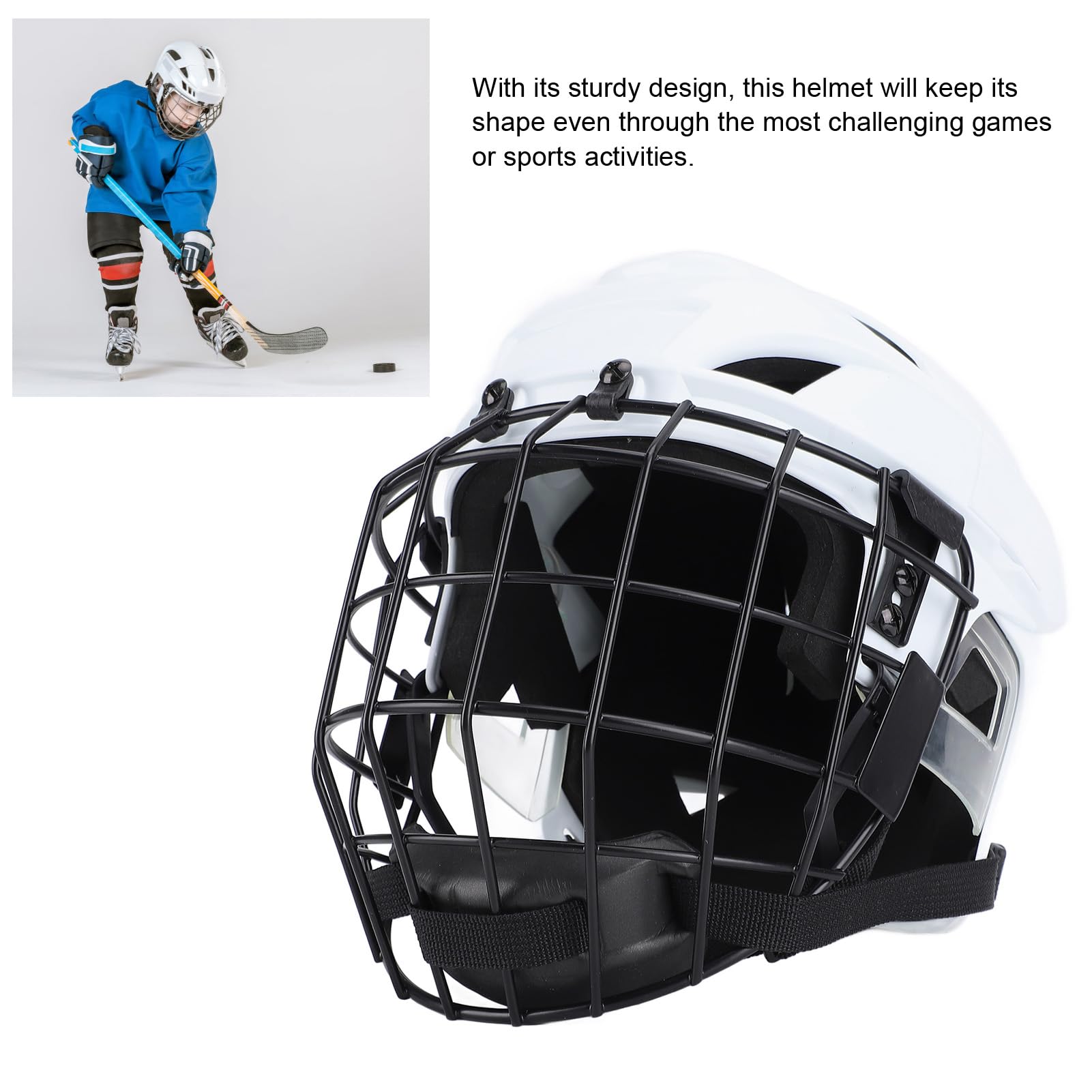 Youth Ice Hockey Helmet with Face Mask Cage - Protective Hockey Gear for Roller & Ice Hockey - Enhanced Visibility & Safety - Perfect for Games, Practice & Training Sessions