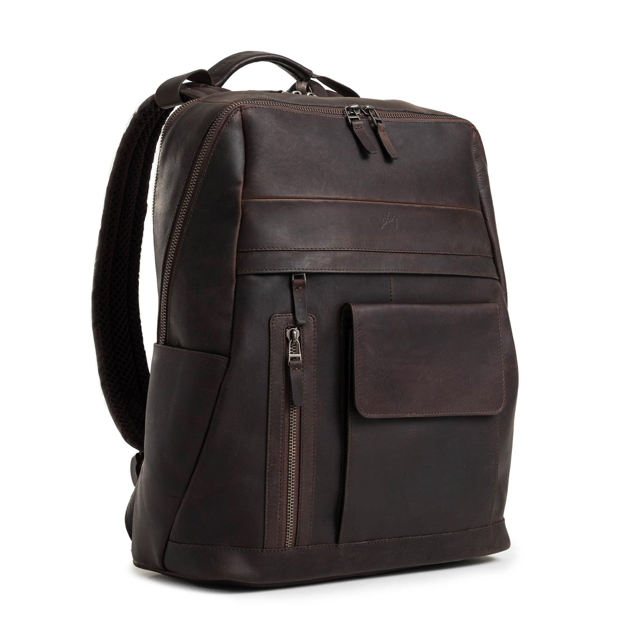 VELEZ Genuine Top Grain Leather Backpack for Men & Women - 17 Inch Laptop Bag with Large Capacity - Stylish Casual Daypack & Business Travel Backpack - Perfect for Office, College, Commuting & Weekend Adventures