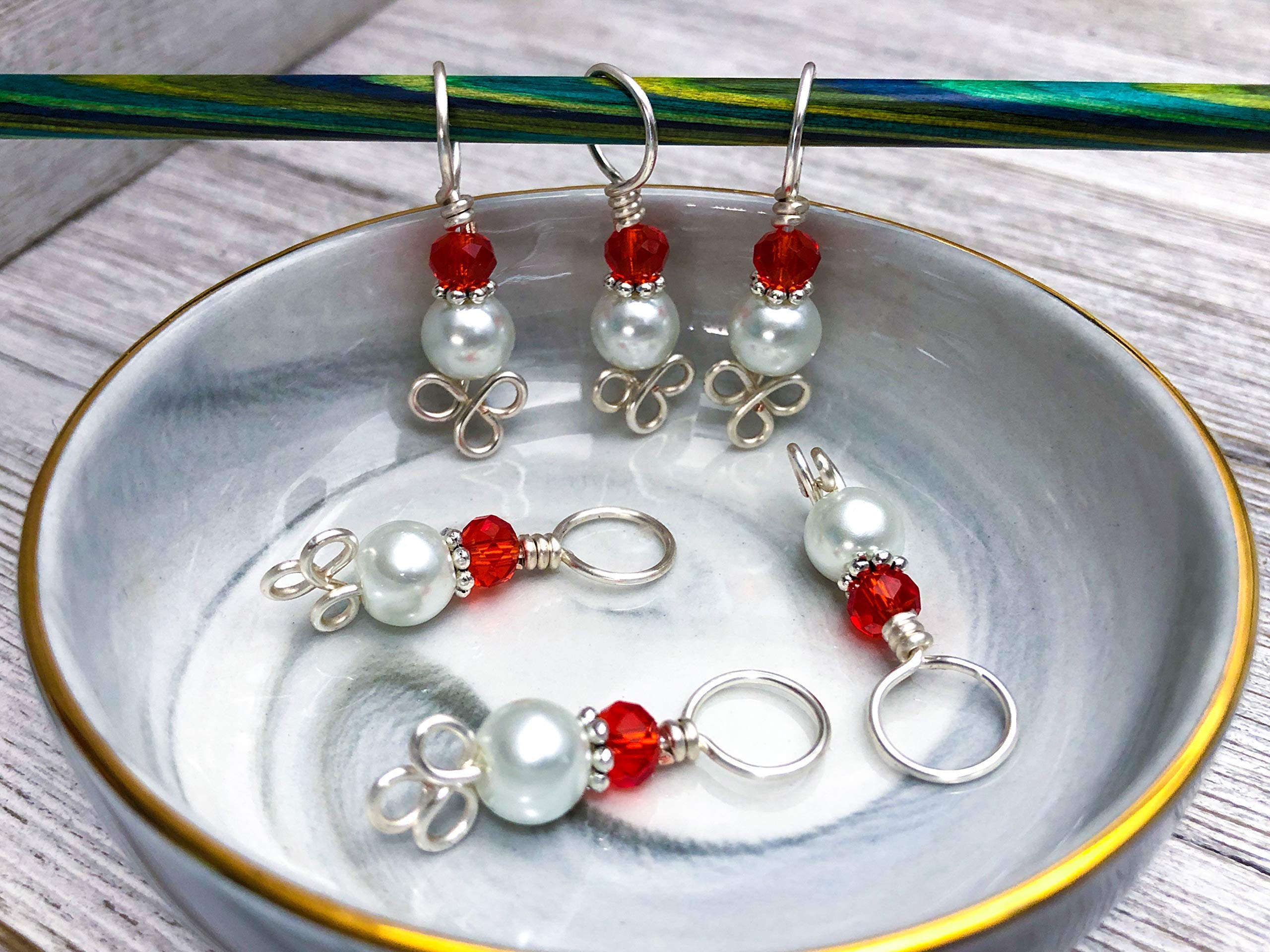 Celtic Knot and Pearl Stitch Markers for Knitting - Handmade Knitting Accessories for Crochet, Loom & Yarn Crafts - Perfect for Counting Rows & Stitch Patterns