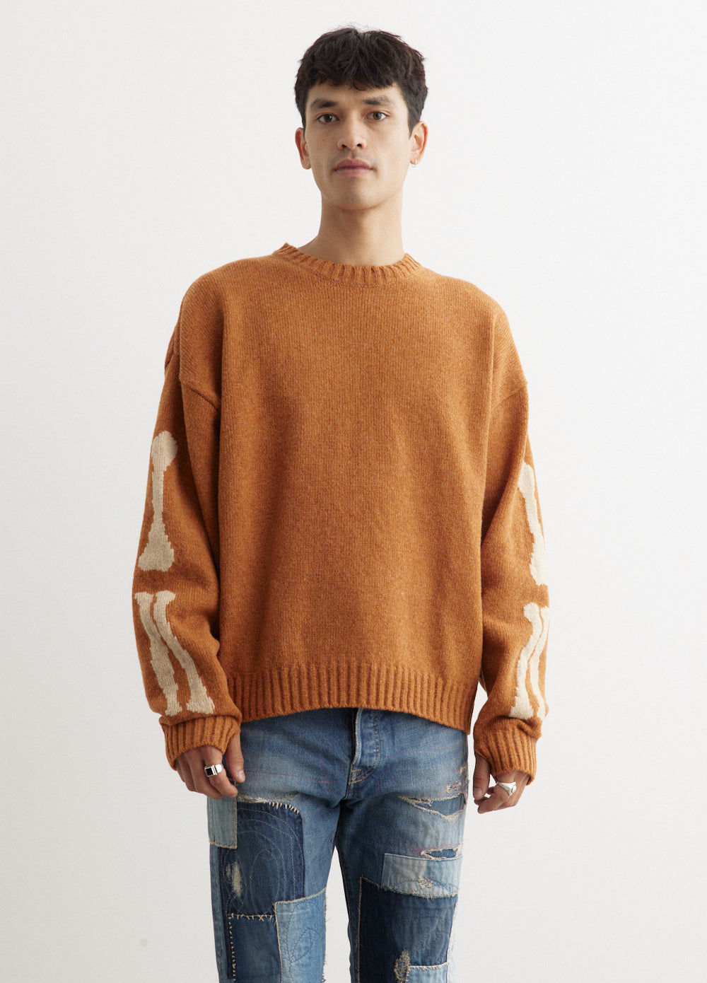 5G Wool BONE Crew Sweater for Men - Warm Winter Knit Pullover - Cozy Casual & Outdoor Wear