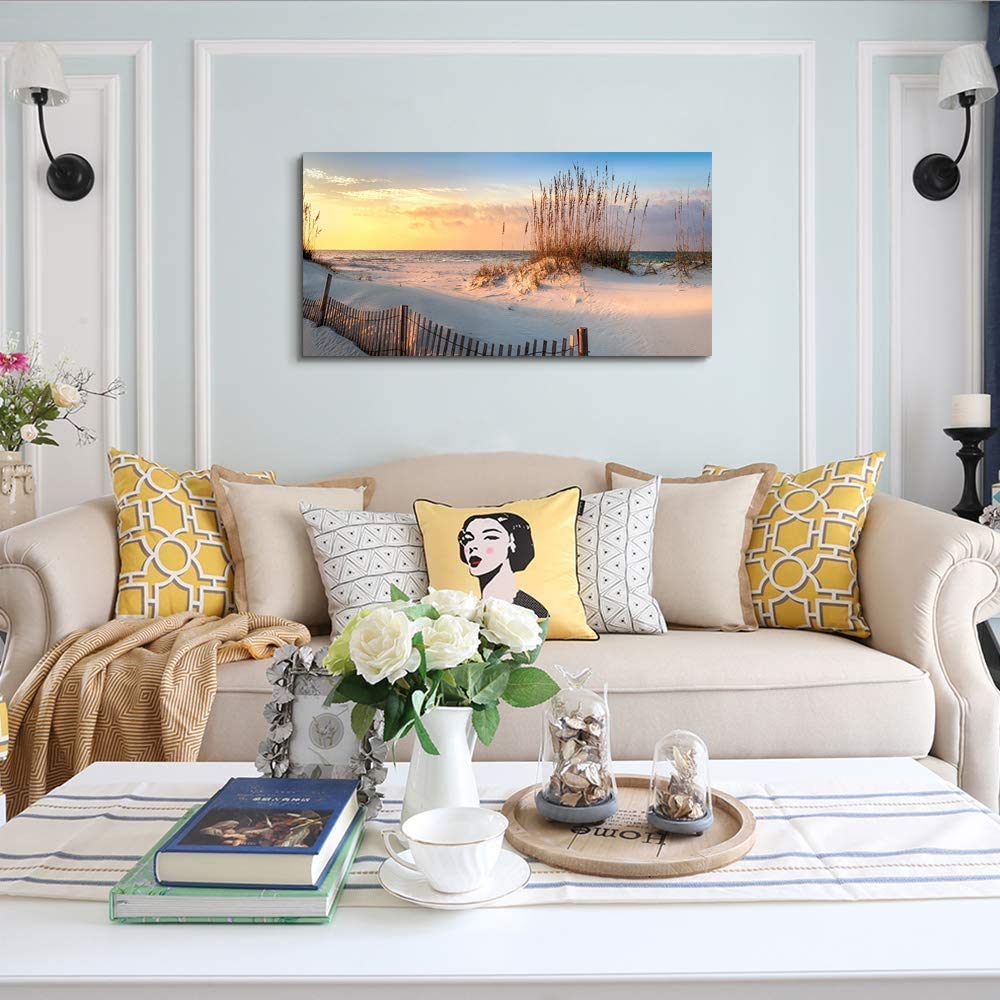 ZENDA Sand Dunes Wall Art - Beach Vacation Painting on Canvas - Coastal Decor for Living Room & Bedroom - Framed Ready to Hang - Perfect for Beach House, Office & Vacation Rental Decor