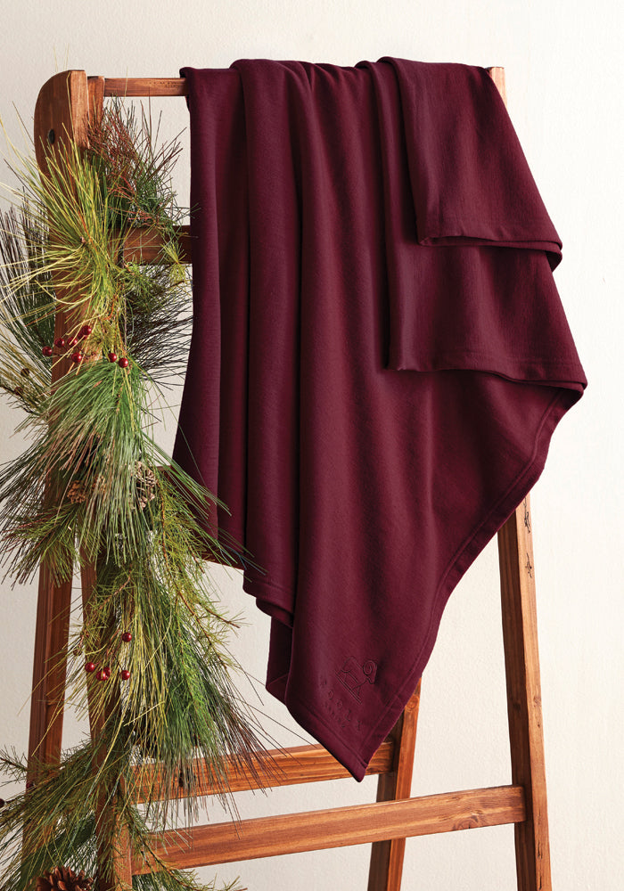 Premium Merino Wool Blanket - Ultra Soft & Warm Windsor Wine Color - Perfect for Cozy Nights, Travel & Home Decor