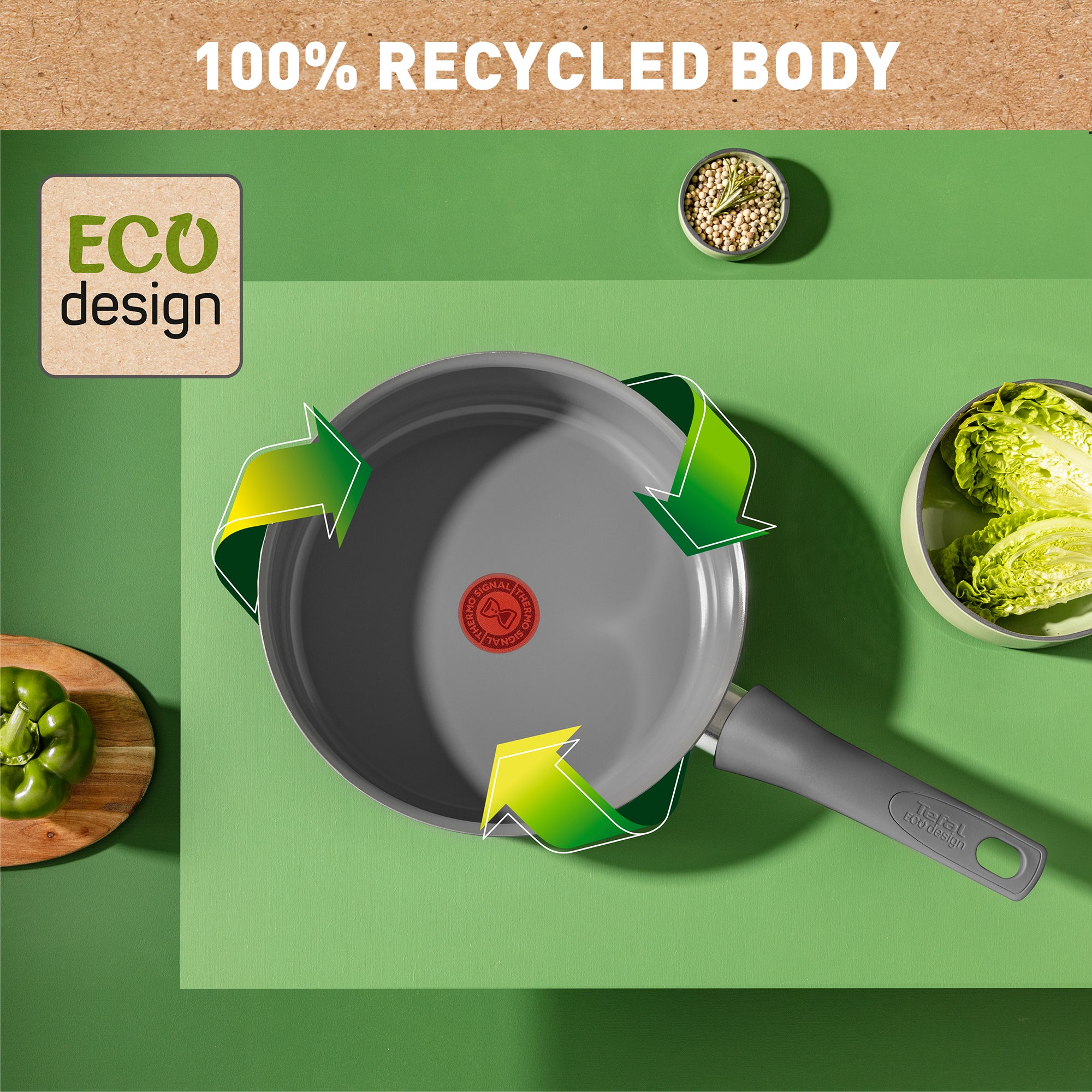 Tefal Revive Ceramic Induction Non-Stick Saute Pan with Lid - 24cm (9.5 Inch) - Eco-Friendly Cookware for Healthy Cooking - Perfect for Frying, Searing & Sauteing Vegetables, Meat & Eggs