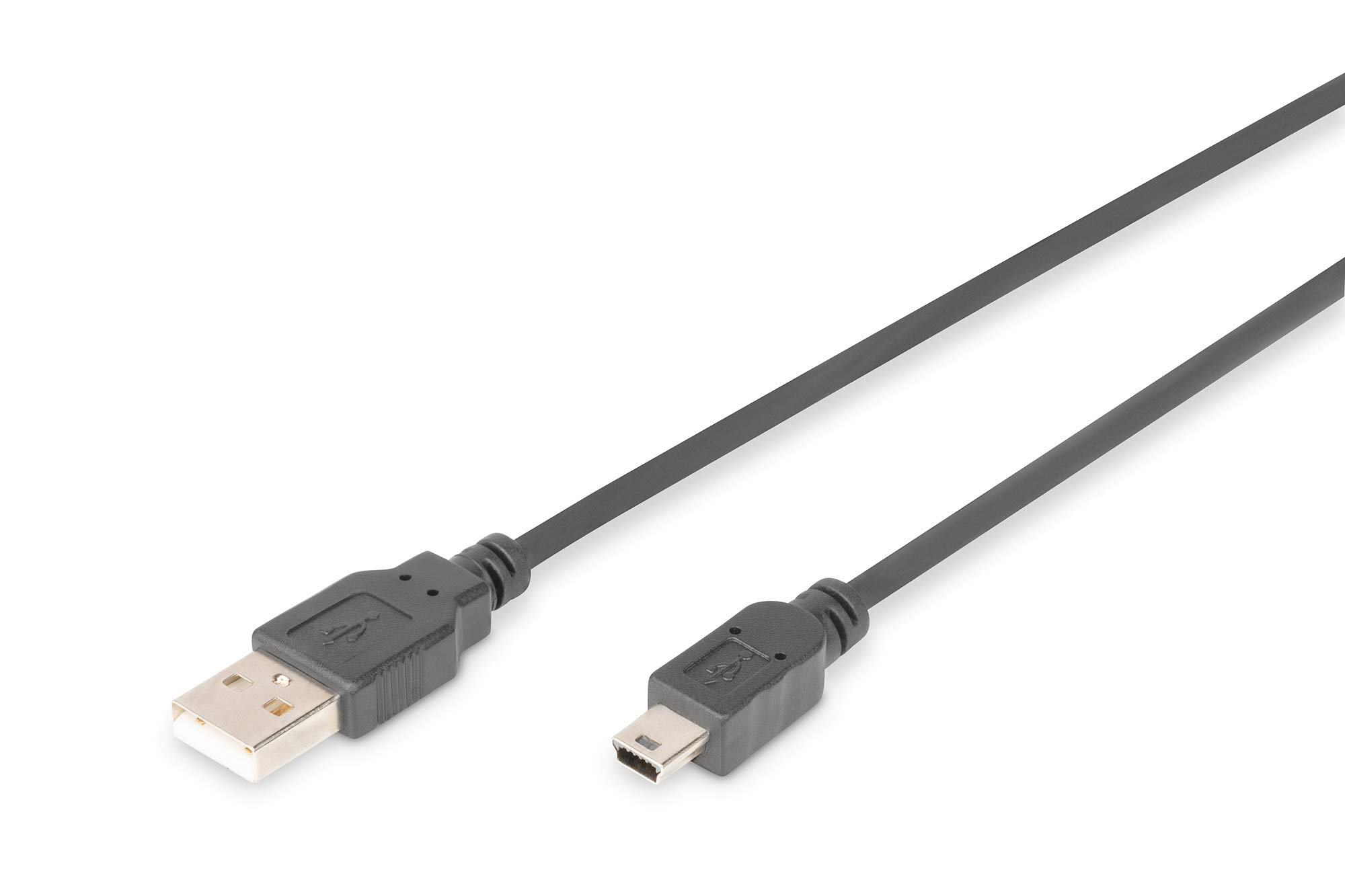 Digitus 1.8m USB 2.0 A Male to Mini B Male Cable - High-Speed Data Transfer - Durable Black Nylon Braided - Perfect for Digital Cameras, MP3 Players & External Hard Drives