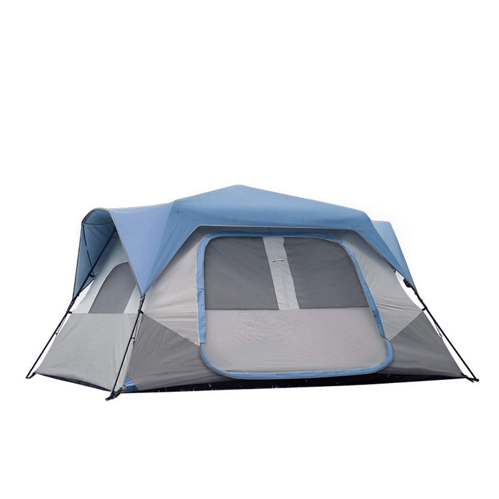 Dzwyc 6-8 Person Instant Pop Up Camping Tent - Semi-Automatic Setup, 1 Door & 3 Mesh Windows for Ventilation - Lightweight Waterproof Tent for Outdoor Hiking, Backpacking, Beach & Family Camping (Blue, 8 Person)