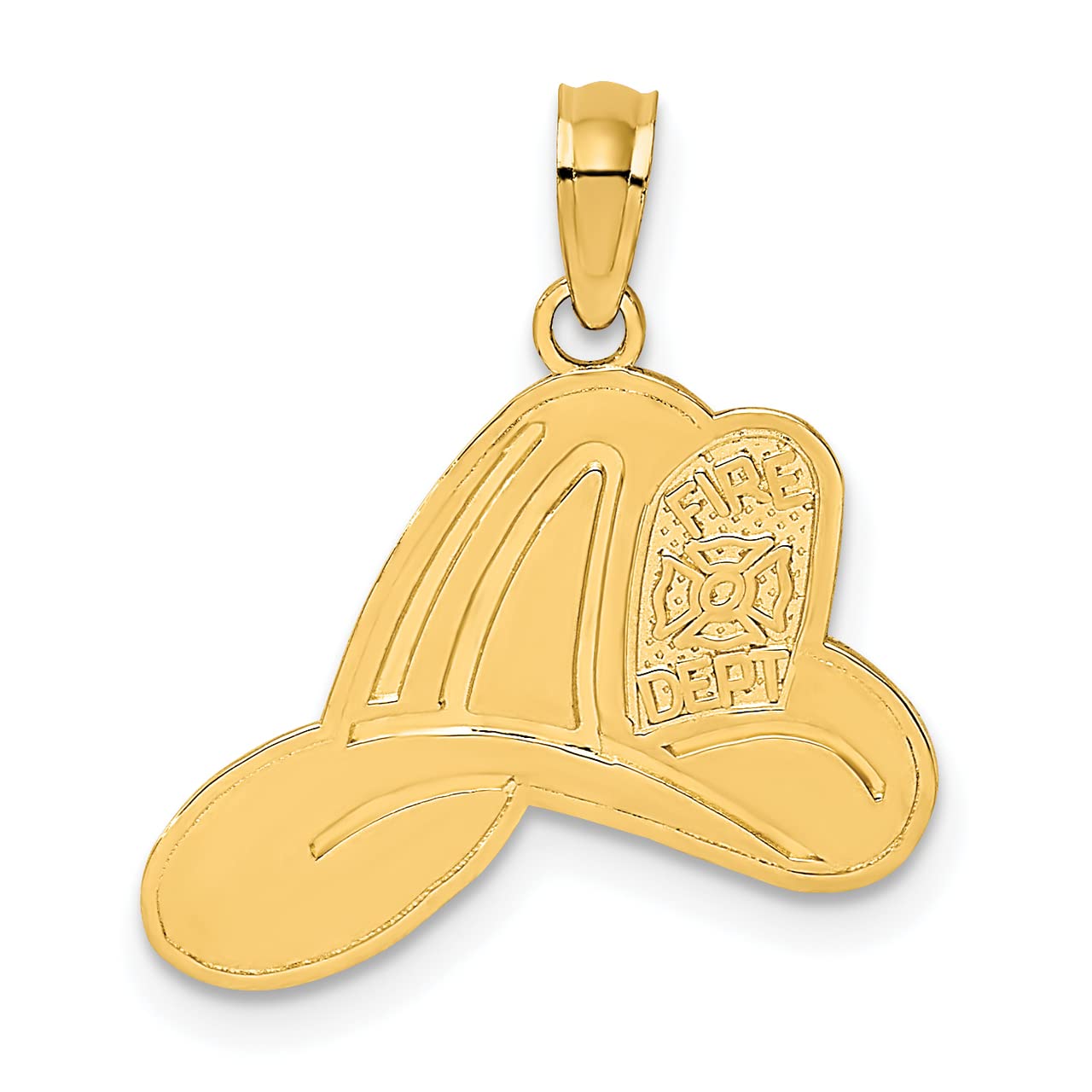 14k Yellow Gold Fire Department Helmet Charm Pendant - Lex & Lu Dainty Jewelry for Firefighters, First Responders & EMS - Perfect for Necklaces, Bracelets & Gifts