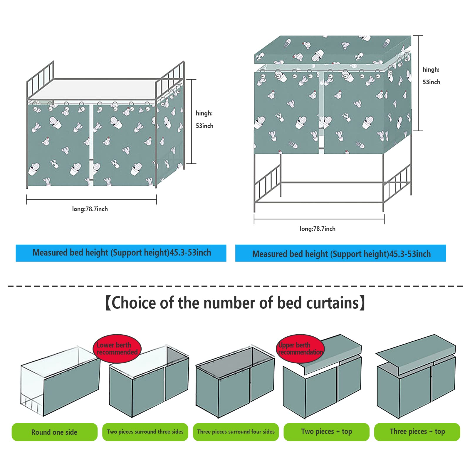 Blackout Curtain for Dorm Bunk Beds - MioCloth Lightproof Room Darkening Curtains for Privacy, Decoration & Photo Backdrop - Perfect for College Dorms, Room Dividers & Bedroom Canopy