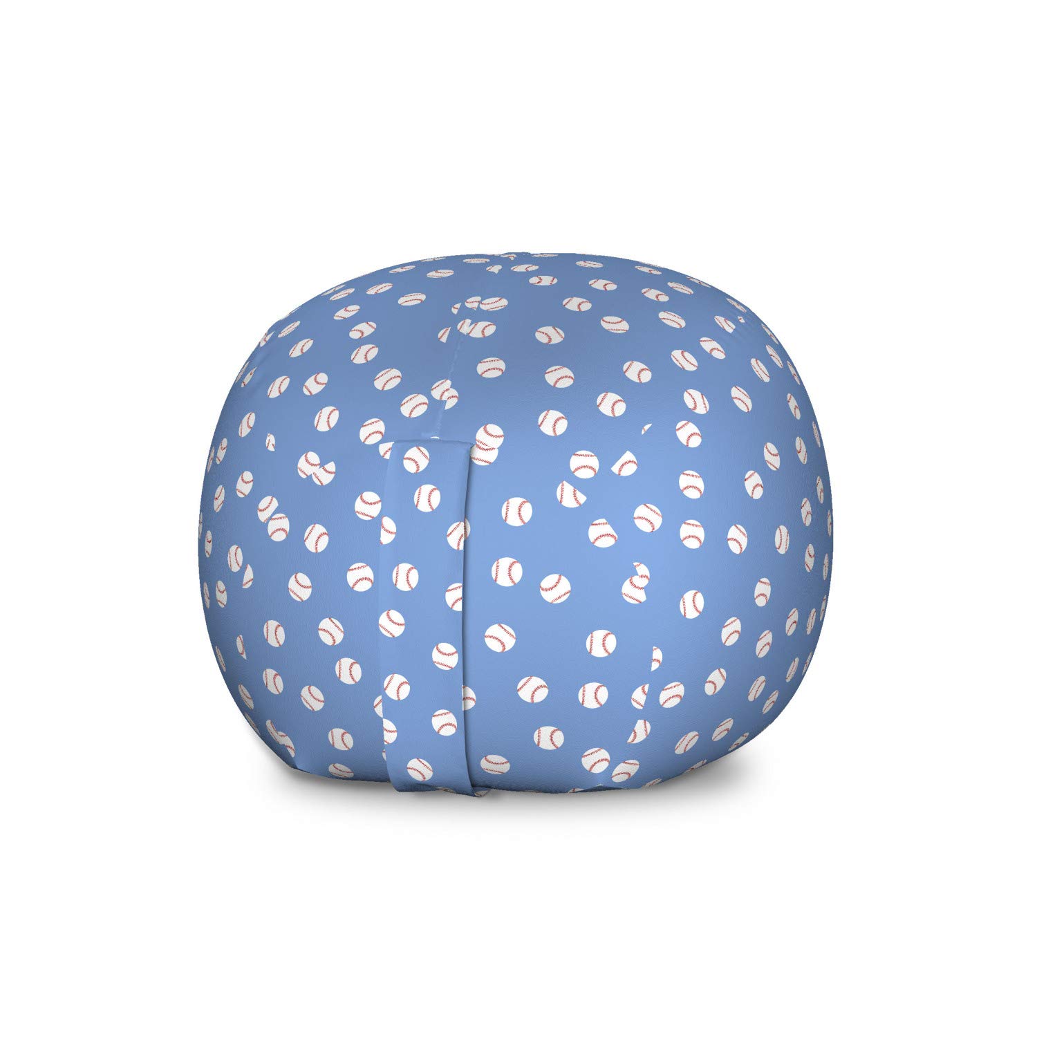 Ambesonne Baseball Toy Storage Bag Chair - Large Washable Organizer for Softballs, Stuffed Animals & Toys - Blue & Vermilion Sports-Themed Design - Perfect for Kids' Rooms, Playrooms & Sports Enthusiasts