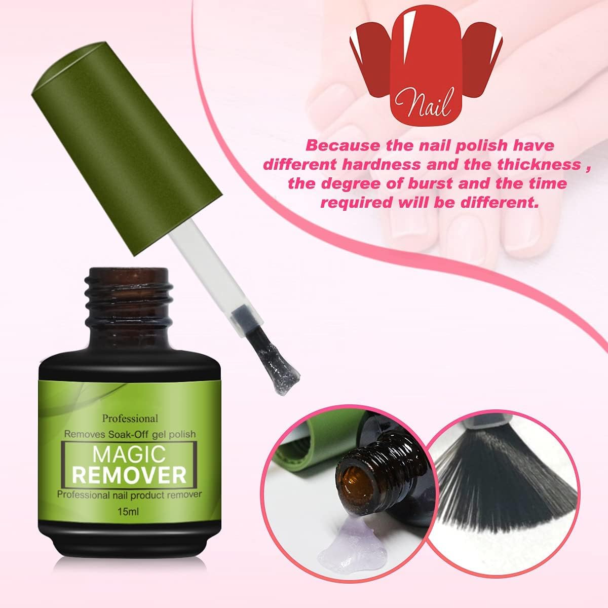 Professional Gel Nail Polish Remover Kit - Fast Acting Magic Peel-Off Formula (Removes Soak-Off Gel in 2-5 Minutes) No Foil, Soaking or Wrapping Required - Perfect for Salon & At-Home Manicures