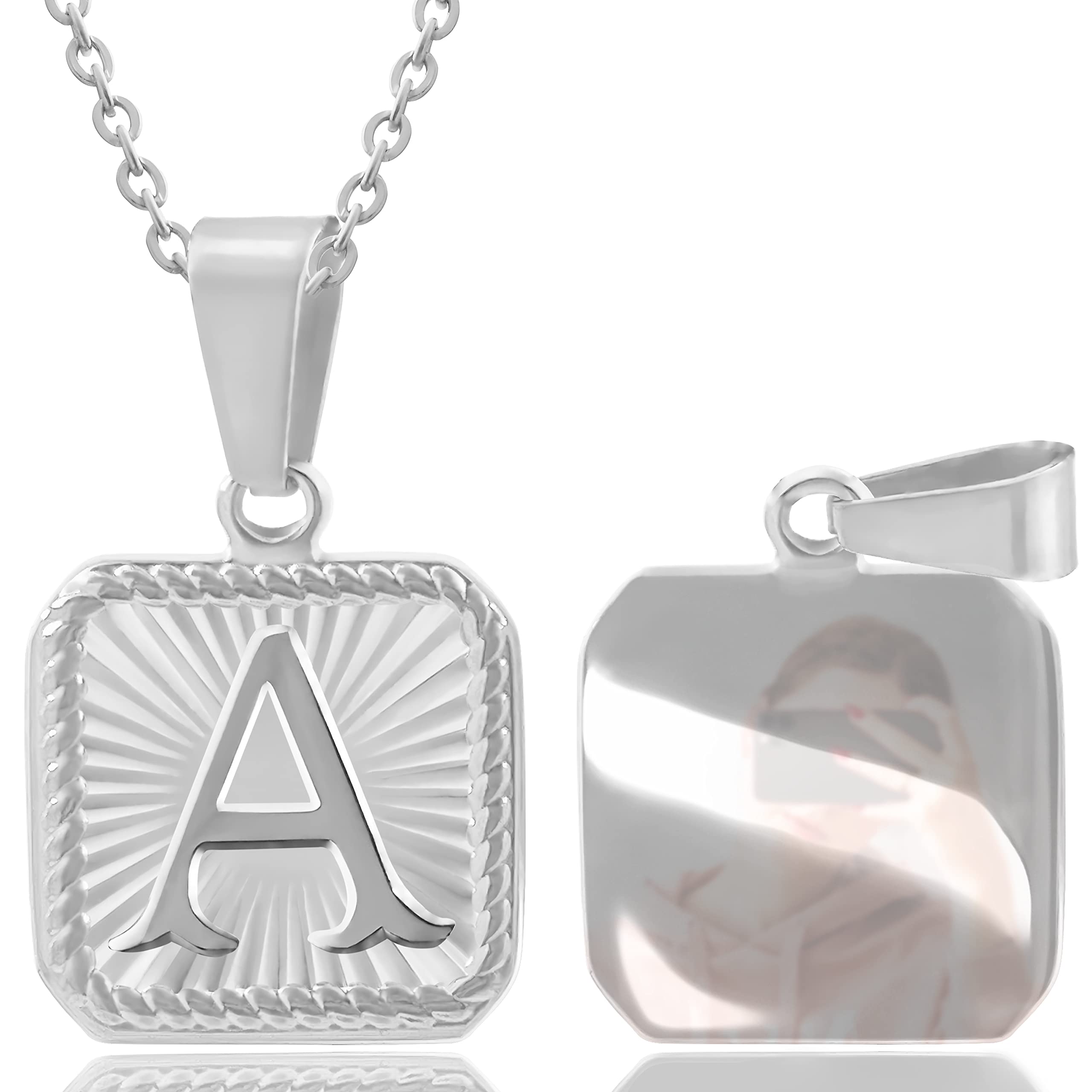 18K White Gold Initial Letter Pendant Necklace for Women - Personalized Custom Name Jewelry Gift for Birthday, Valentine's Day, Mother's Day - Perfect for Girlfriend, Wife, Mom, Sister & Best Friends (Elegant Everyday Wear & Special Occasions)