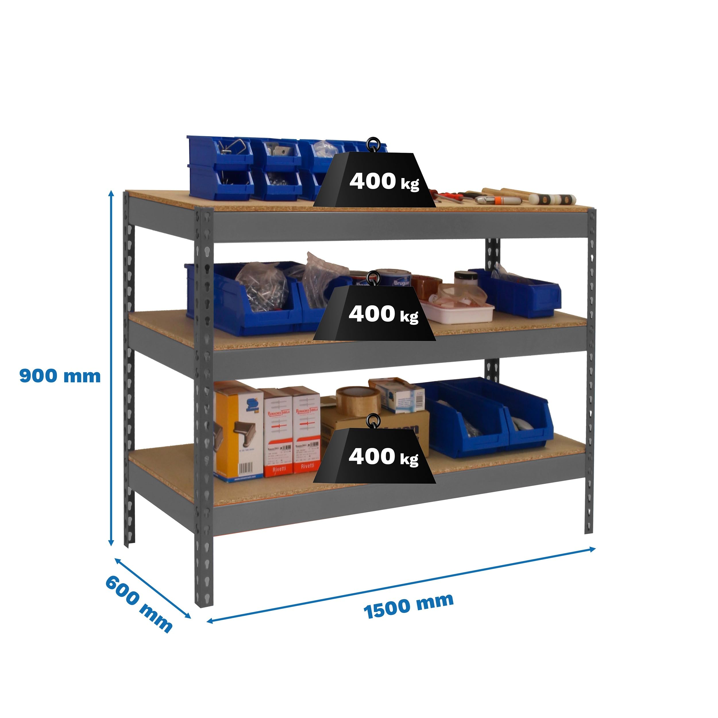 Simon Workbench 900x1500mm, 400kg Load, 3 Height Adjustable - Perfect for DIY & Workshop Projects