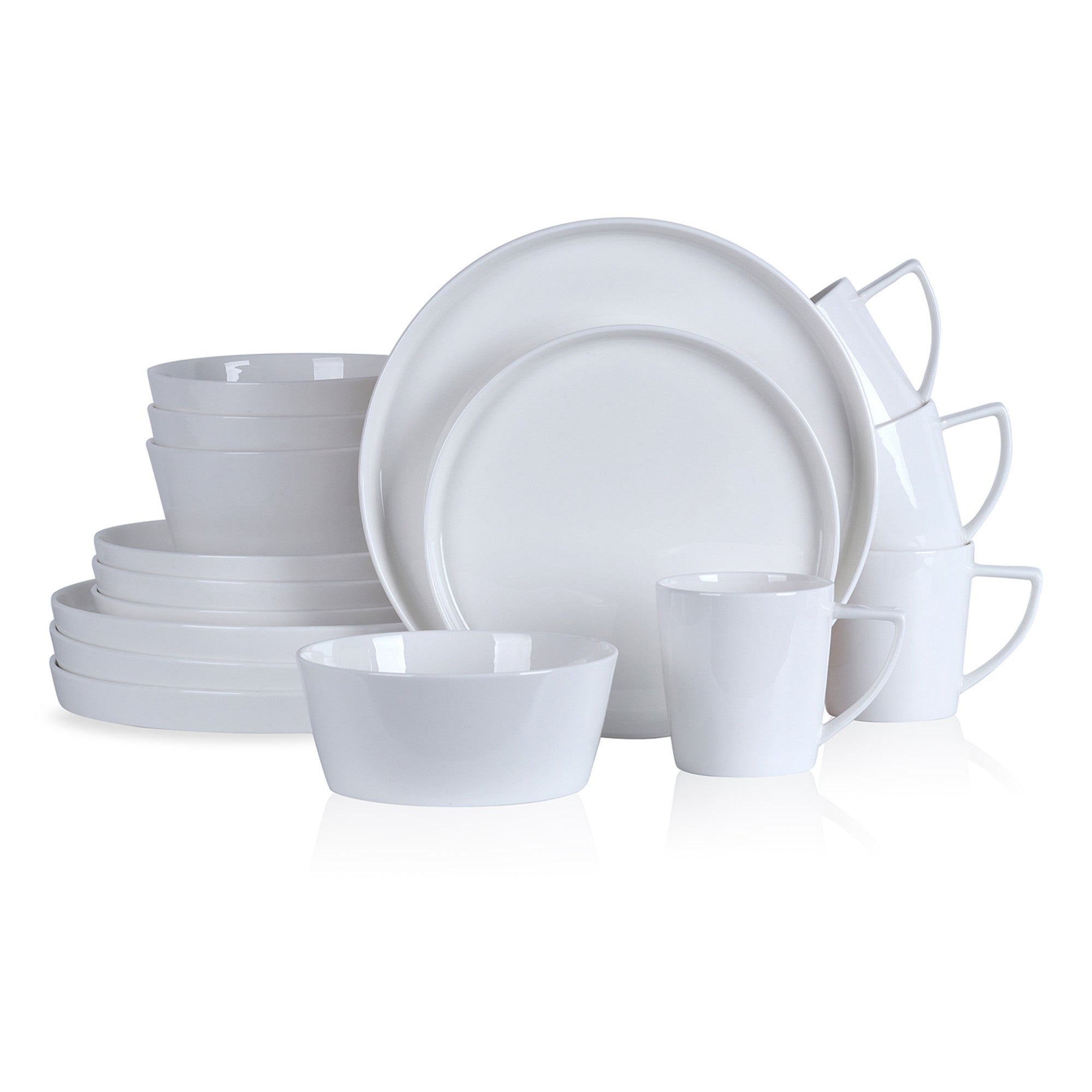 Madeline Bone China Dinnerware Set - Elegant White Porcelain Dinner Plates, Bowls & Cups - Perfect for Formal Dining, Weddings & Special Occasions