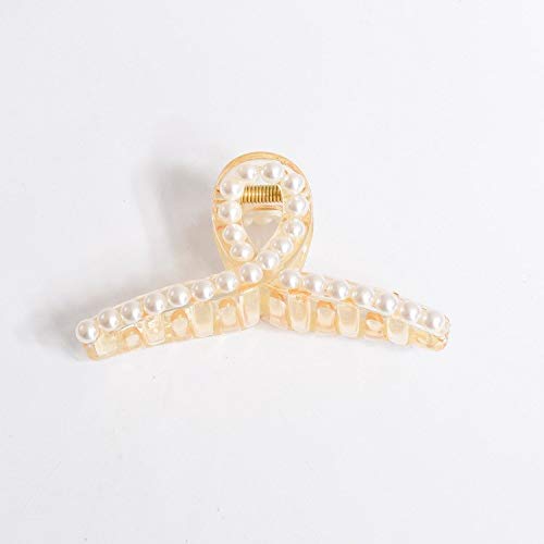 Crystal Rhinestone Pearl Hair Claw Clip for Women - Elegant Resin Hair Grip Barrette with Sparkling Pearls for Parties, Weddings & Everyday Use