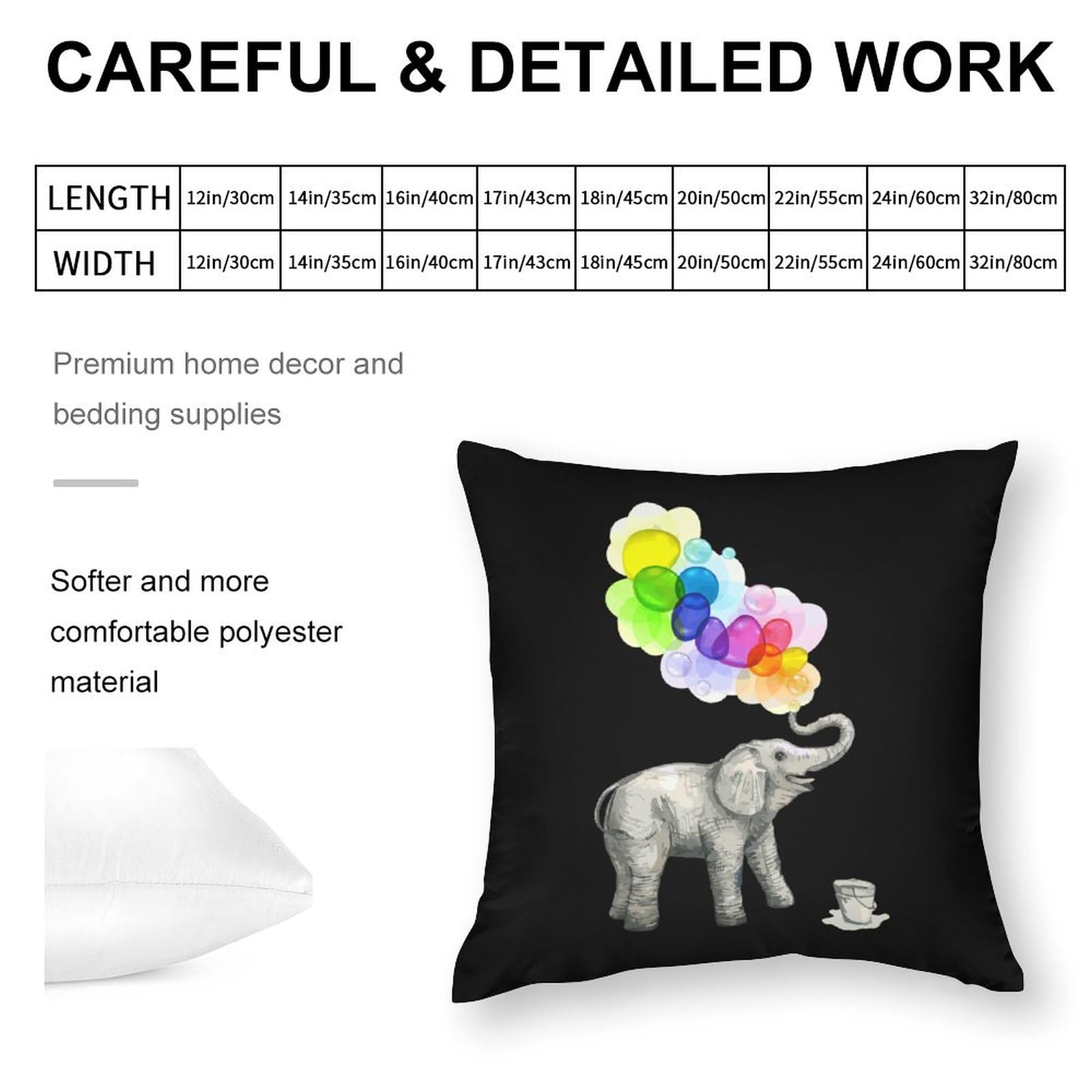 Soft Elephant Bubble Dream Polyester Pillow Cases - 22x22 Inch Smooth Cushion Covers for Sofa, Bed & Home Decor - Perfect for Living Room, Bedroom & Nursery