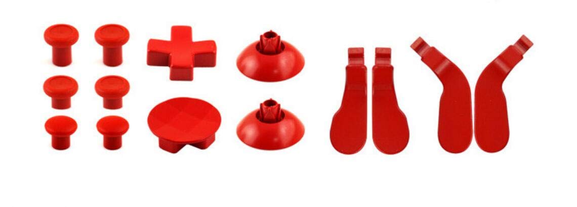 14-in-1 Metal Stainless Steel Analog Stick & Thumbstick Replacement Kit for Xbox One Elite Controller - Includes D-Pad, Button Paddles, Bullet Buttons, Opening Tools & Carry Case (Red) - Perfect for Gaming, Controller Repair & Customization