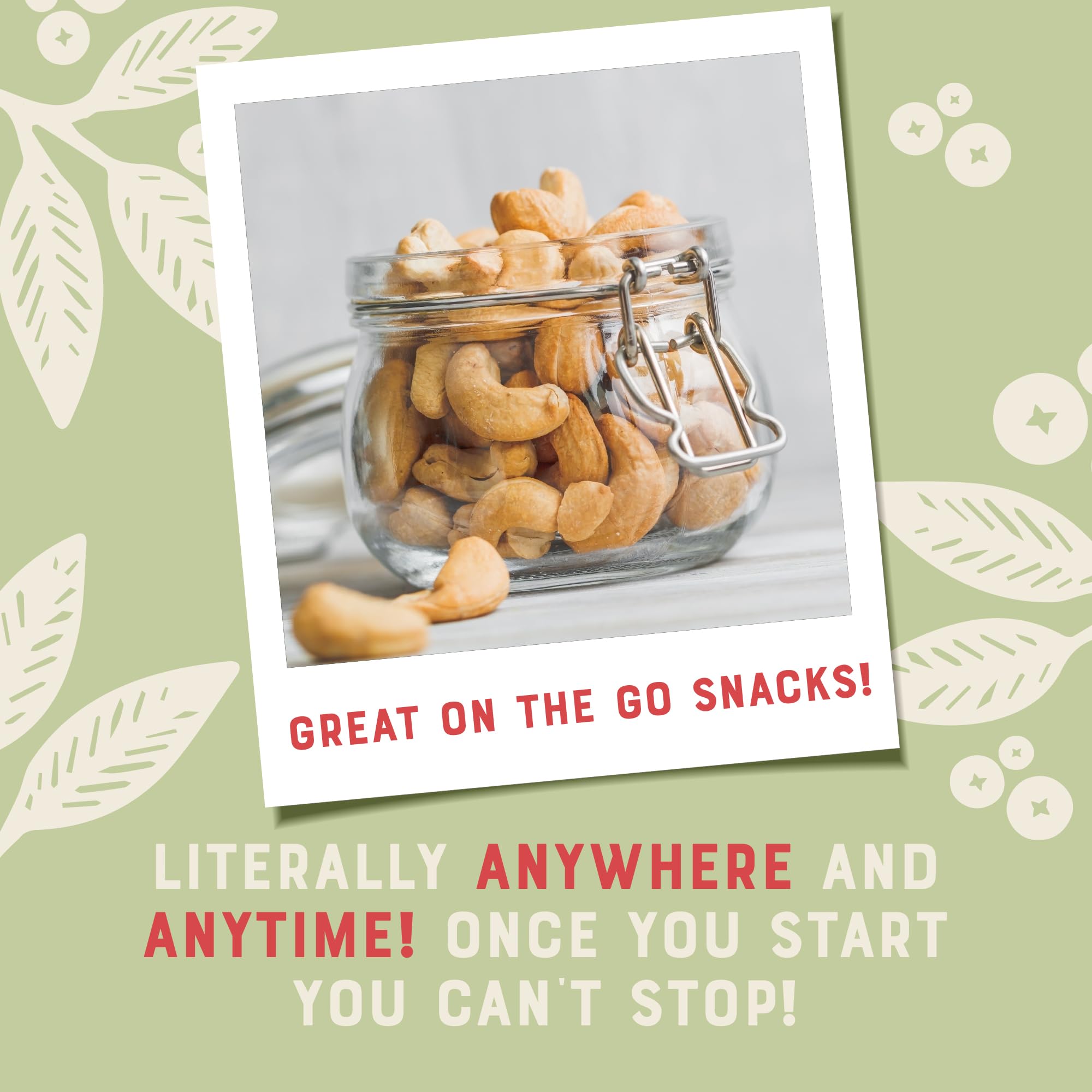 Premium Roasted & Salted Whole Cashew Nuts 1kg (2.2lb) - Sunburst Snacks - Keto Friendly, Vegan Snack for Parties, Gifts & Healthy On-the-Go Nutrition