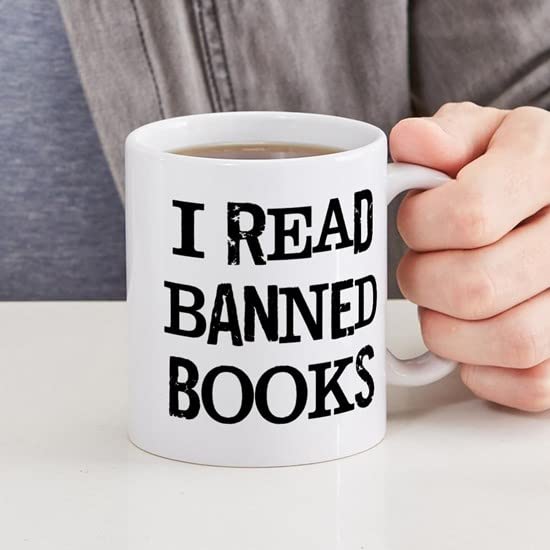 Banned Books 11 oz Ceramic Coffee Mug (325 ml) - Novelty Book Lover Gift for Readers, Writers & Teachers - Perfect for Home, Office & Library Use - CafePress