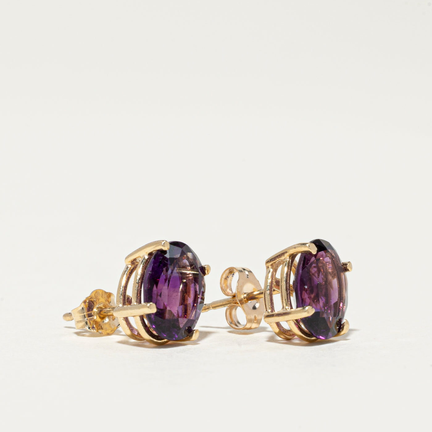 14K Gold Oval Amethyst Stud Earrings - 3.00 Carat Total Weight | Elegant Purple Gemstone Jewelry for Women, Perfect for Weddings, Parties & Everyday Wear