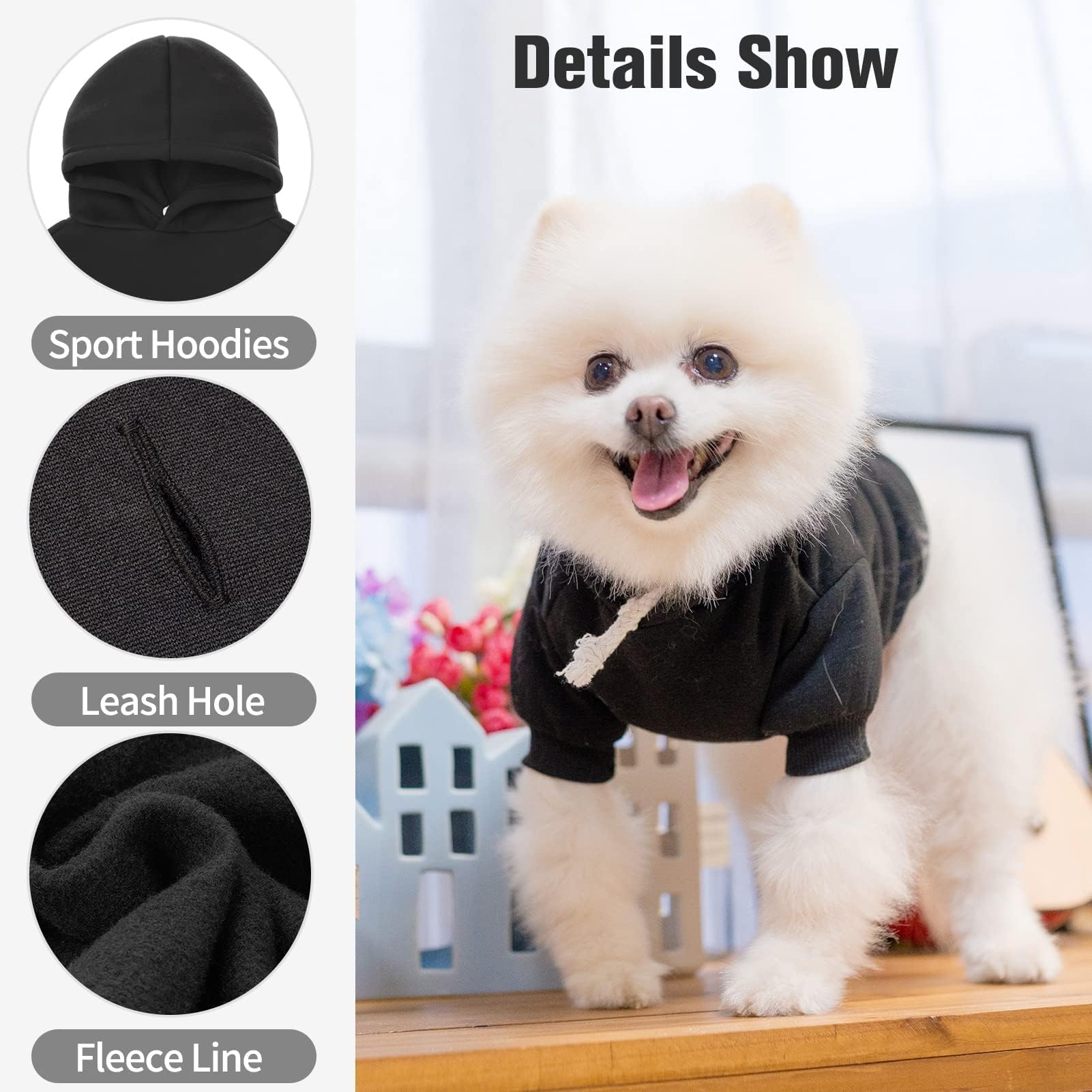 BINGPET Fleece Lined Dog Hoodies - Soft Warm Winter Sweater with Hood for Small Medium Large Dogs & Cats | Cozy Fall & Winter Outfit for Pets Indoor & Outdoor Activities