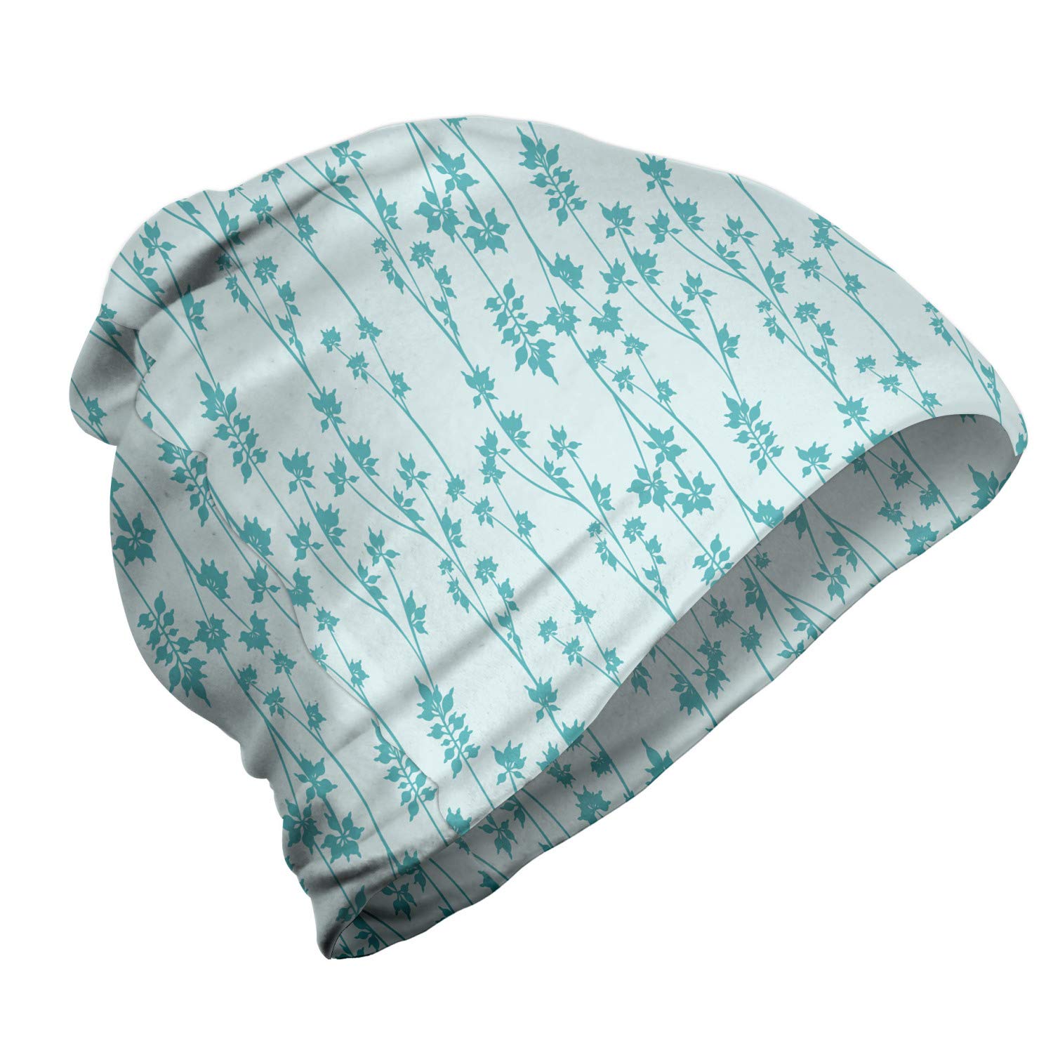 Ambesonne Unisex Beanie - Blossoming Eucalyptus Leaves Design for Men & Women - Warm Winter Knit Hat for Hiking, Camping & Outdoor Activities