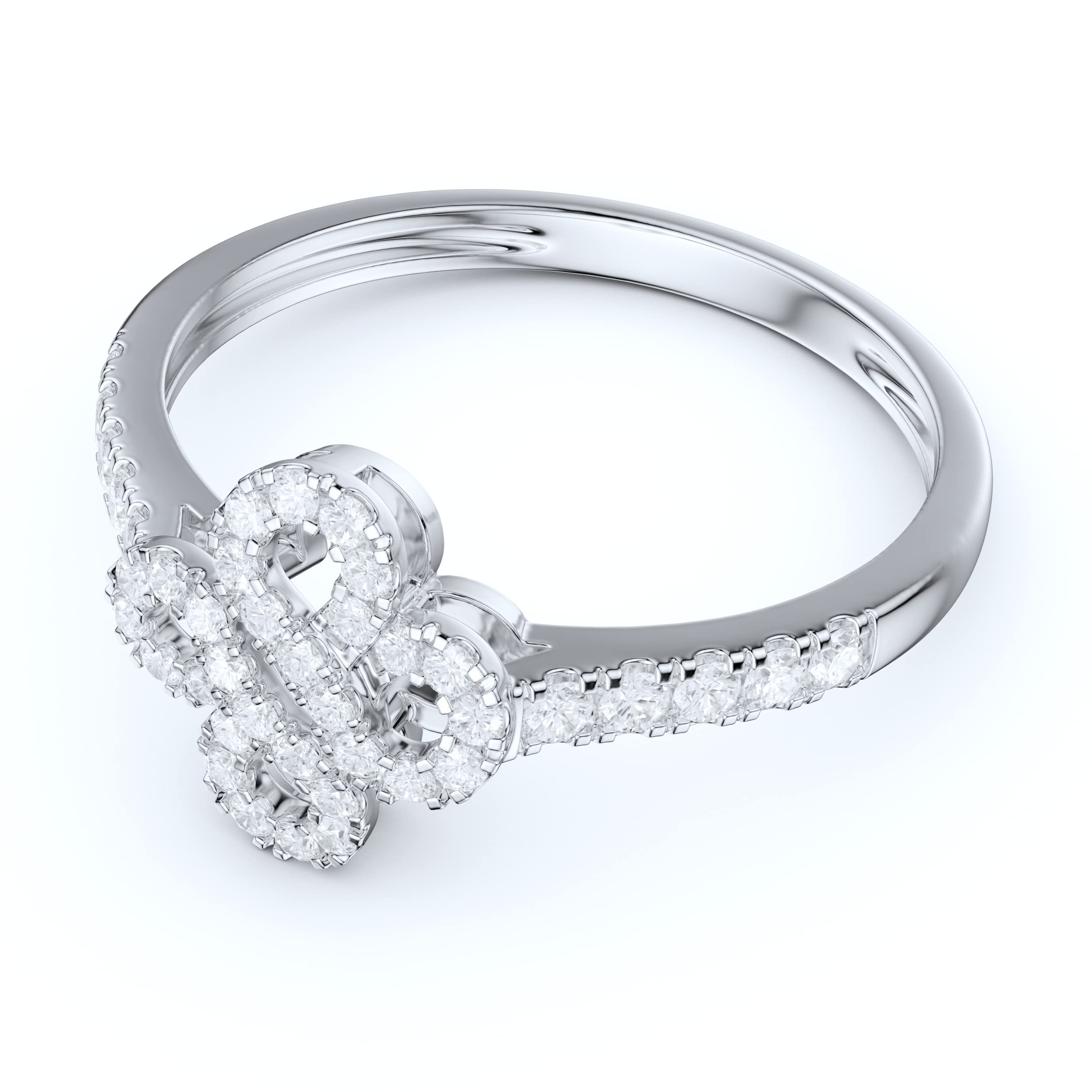 10K White Gold Elegant Split Infinity Engagement Ring with Simulated Diamond or Genuine Moissanite Pave - Perfect for Proposals, Anniversaries & Romantic Occasions