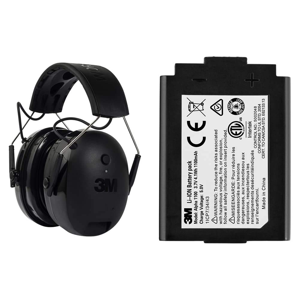 3M WorkTunes Connect Bluetooth Hearing Protector with Gel Ear Cushions - Wireless Noise Reduction Ear Muffs for Lawn Mowing, Construction & Shooting - Rechargeable Battery & Tactical Design for Outdoor Work & Sports